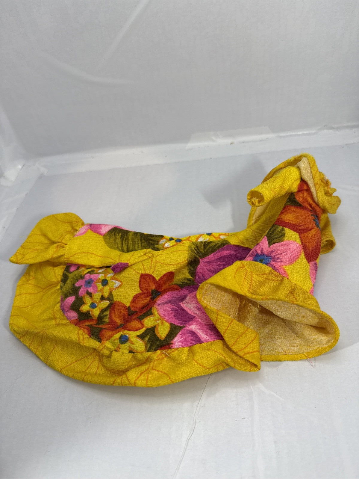 Vintage 1970s Barbie Doll Floral Yellow Housecoat Brunch Gown Outfit