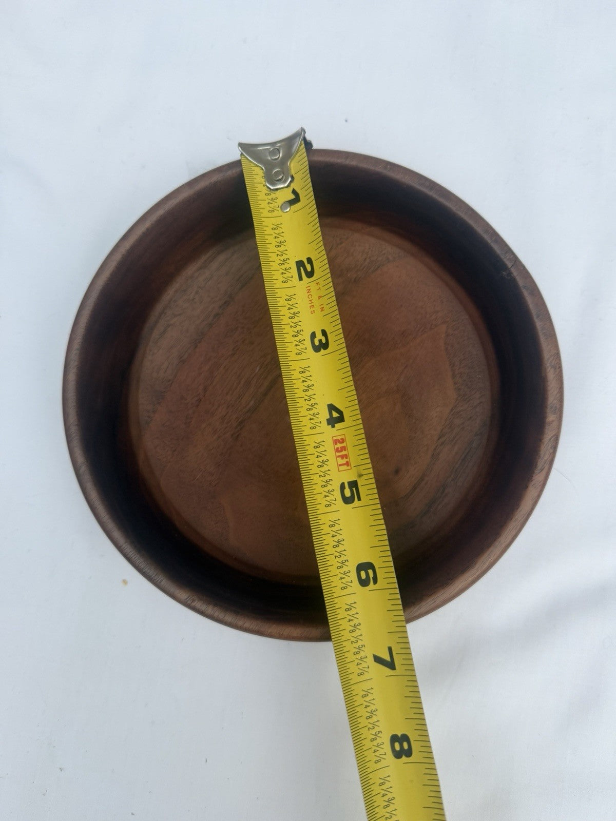 Vintage Signed R Clark Hand Turned Walnut Wood Bowl Mid Century Handmade 7"