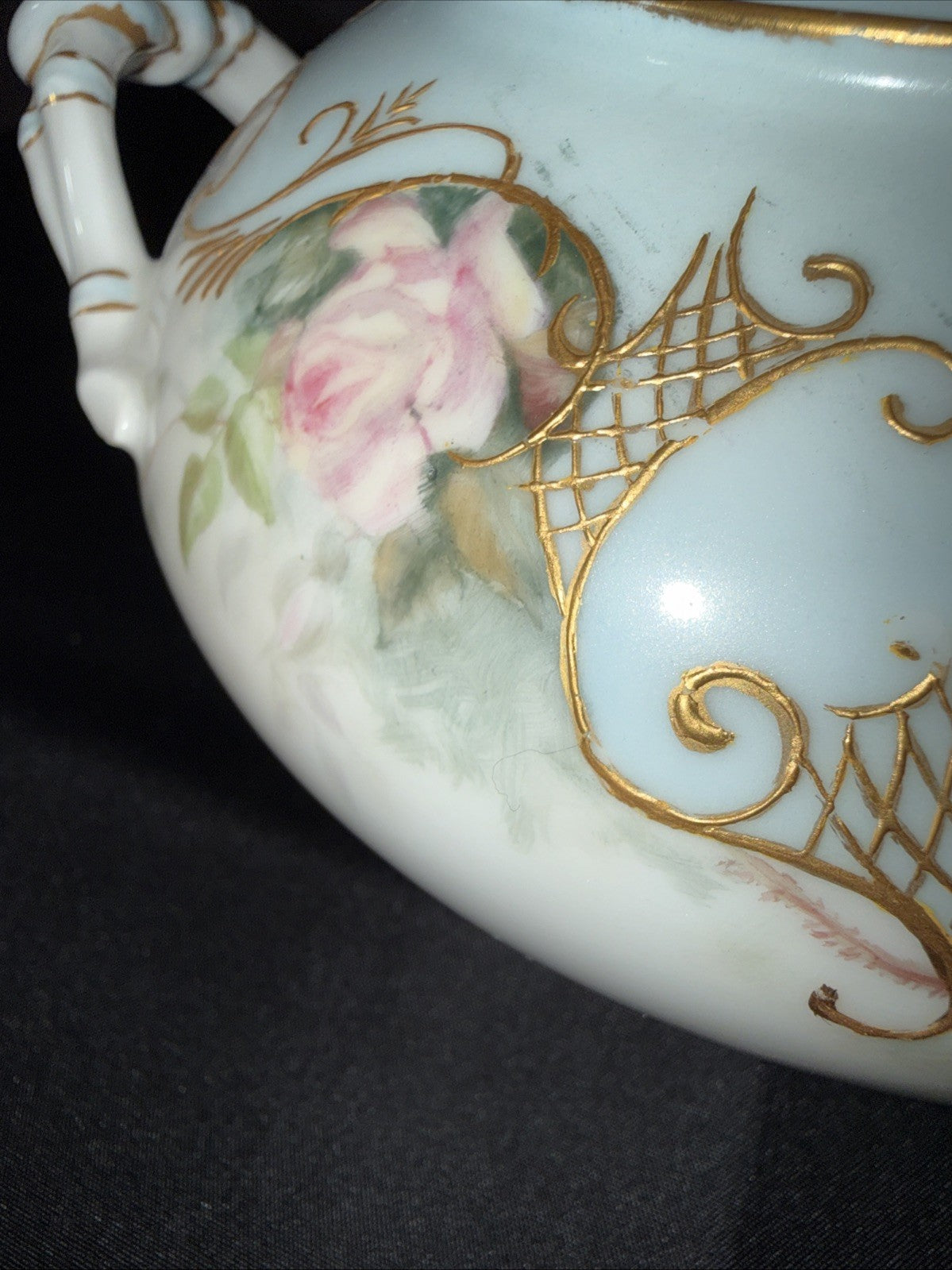 Antique Jean Pouyat Limoges France Hand Painted Creamer & Sugar Bowl Set Elegant