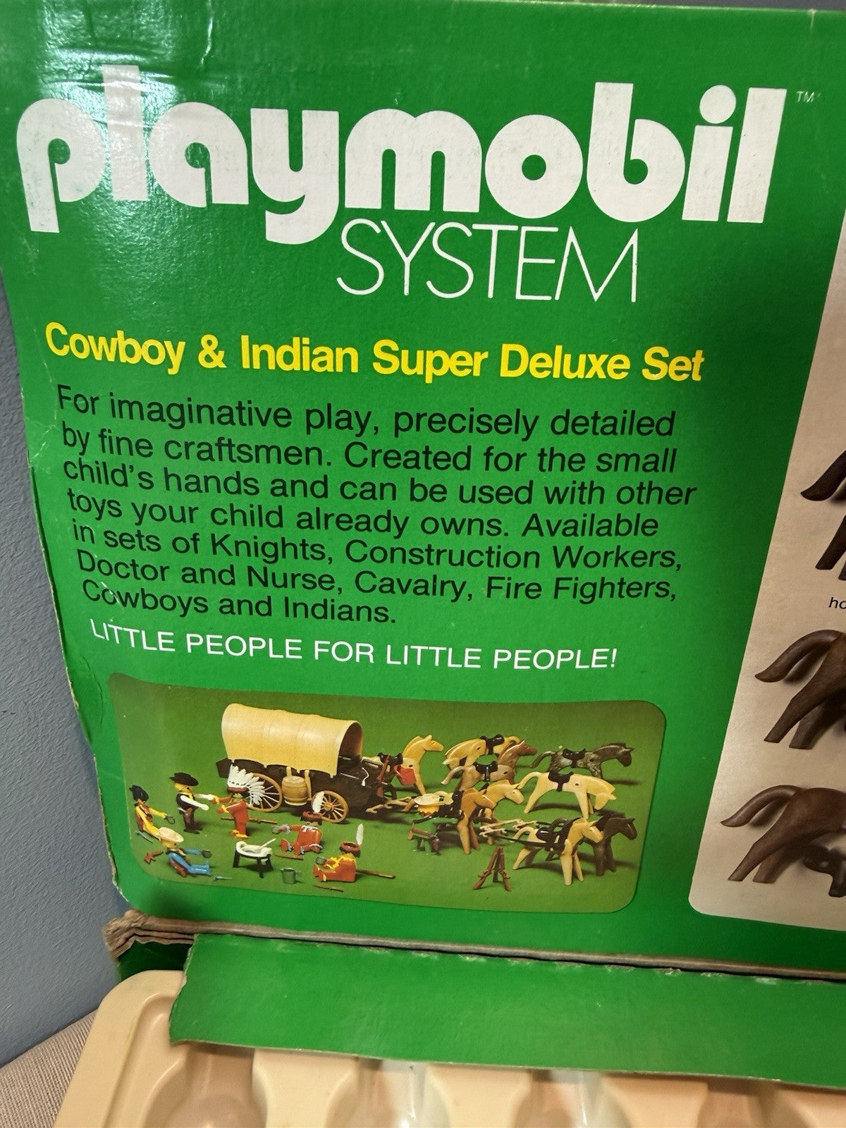 Vintage Playmobil 044 Western Cowboy & Indian Super Deluxe Set 1977 w/extras