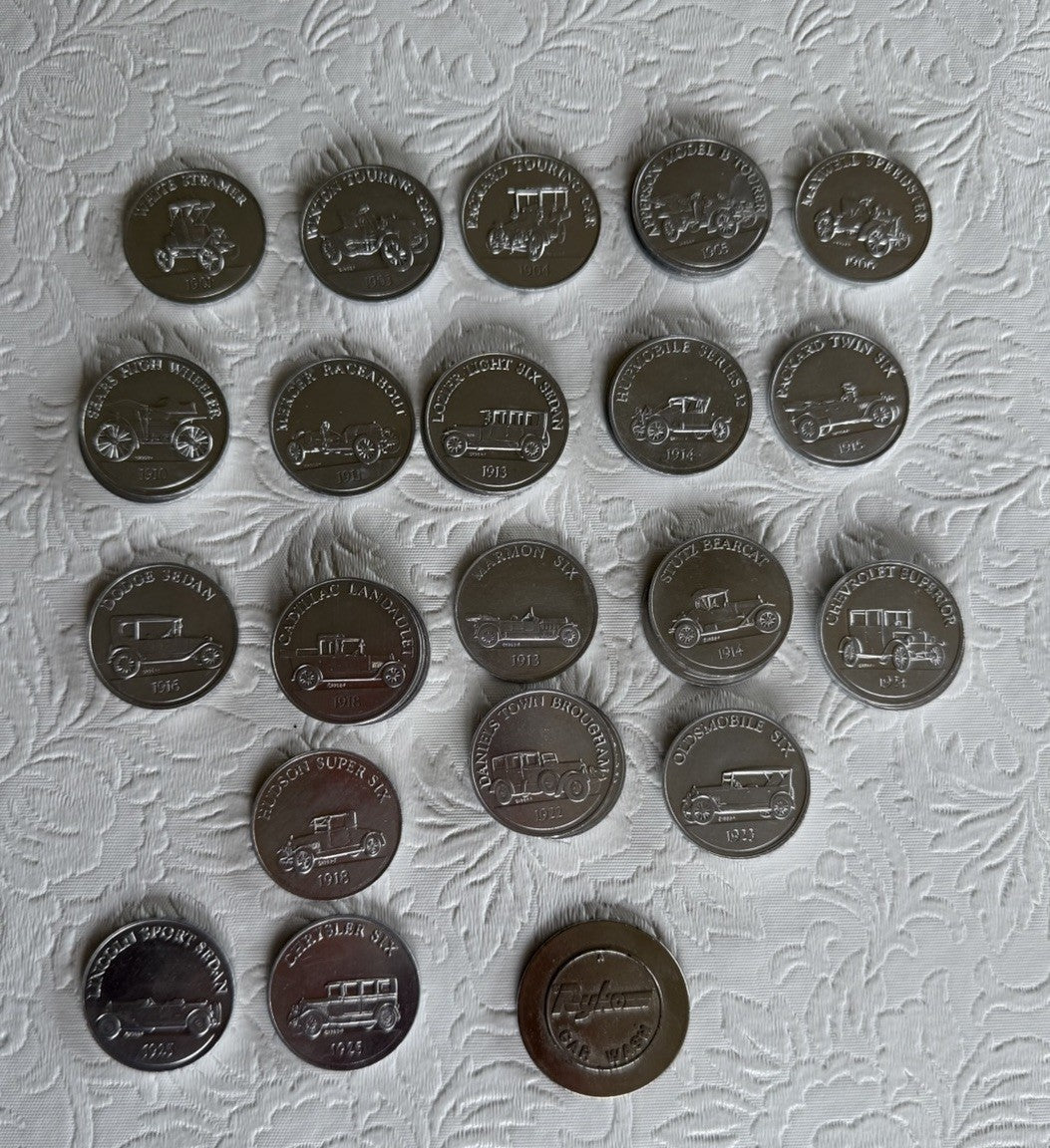Vintage Sunoco DX Antique Car Coin Series 1 Complete 25 Token Set 1968 Gas Oil