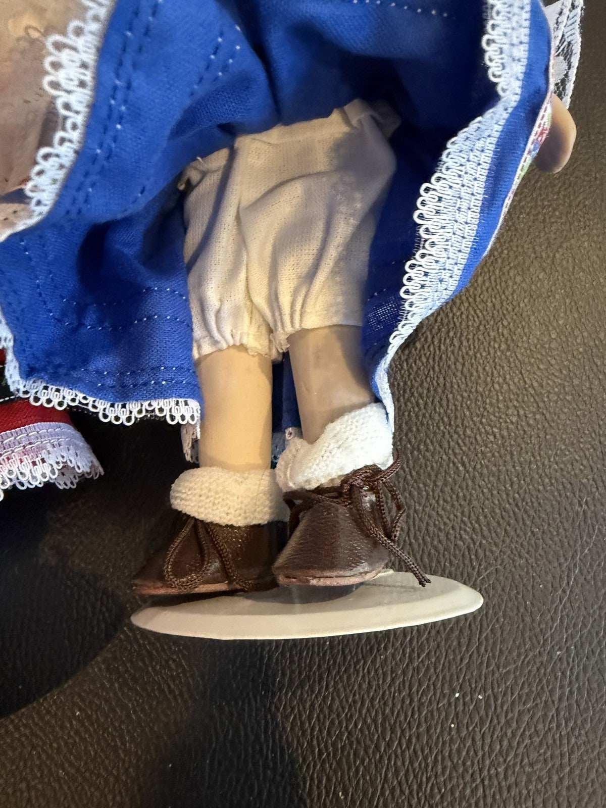 Vintage Porcelain Folk Costume Dolls Lot 2 Braided Hair Stands 8" Traditional