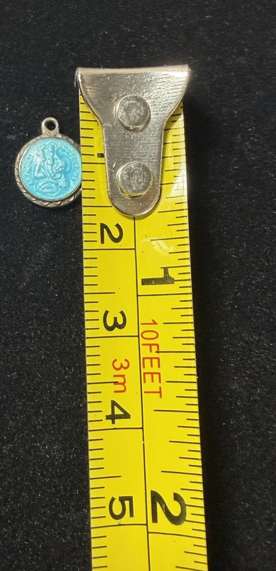 Vintage Hayward Sterling Silver Blue Enamel St Christopher Protect Us Medallion