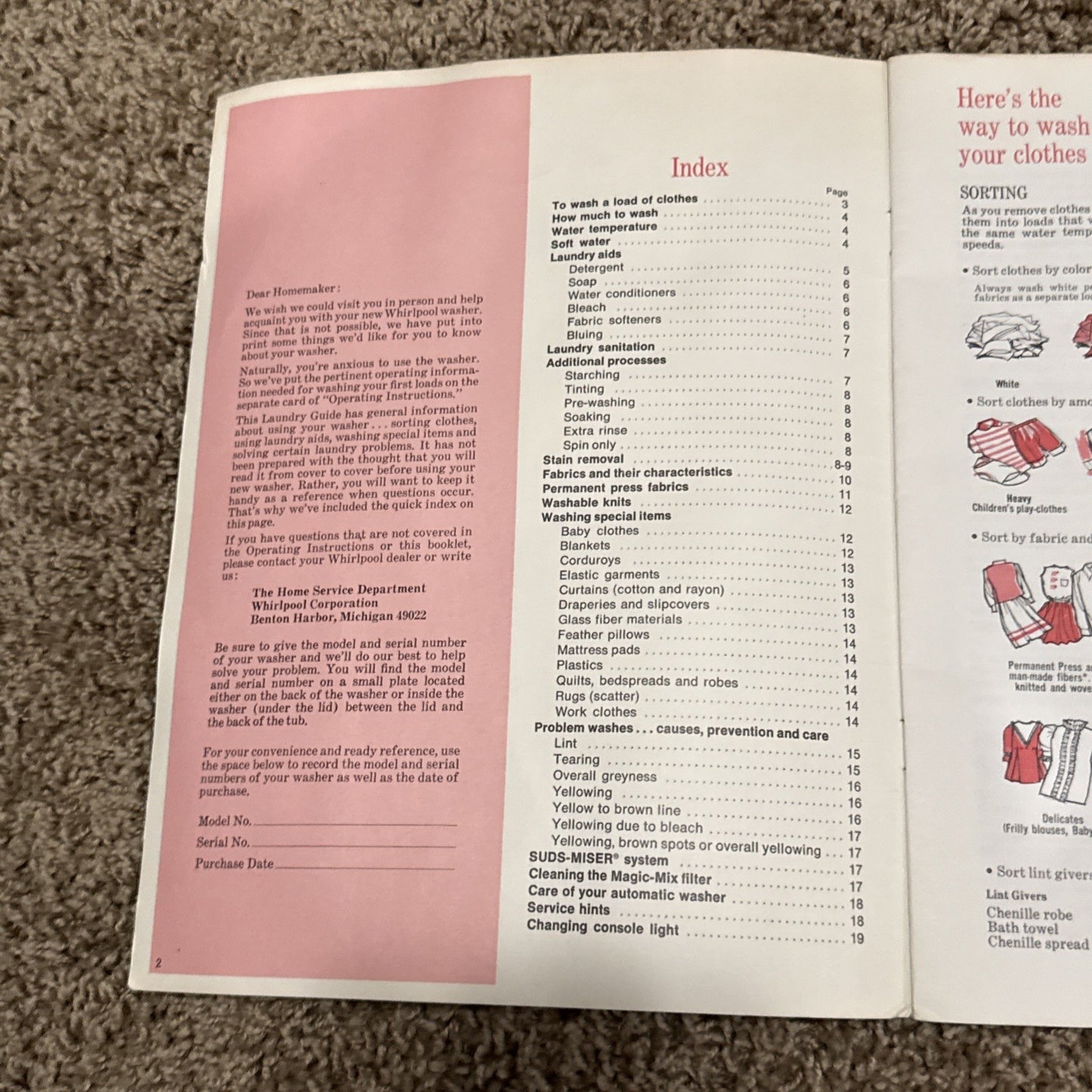 Vintage 1980s Whirlpool The Laundry Guide Automatic Washers Stain Guide Book