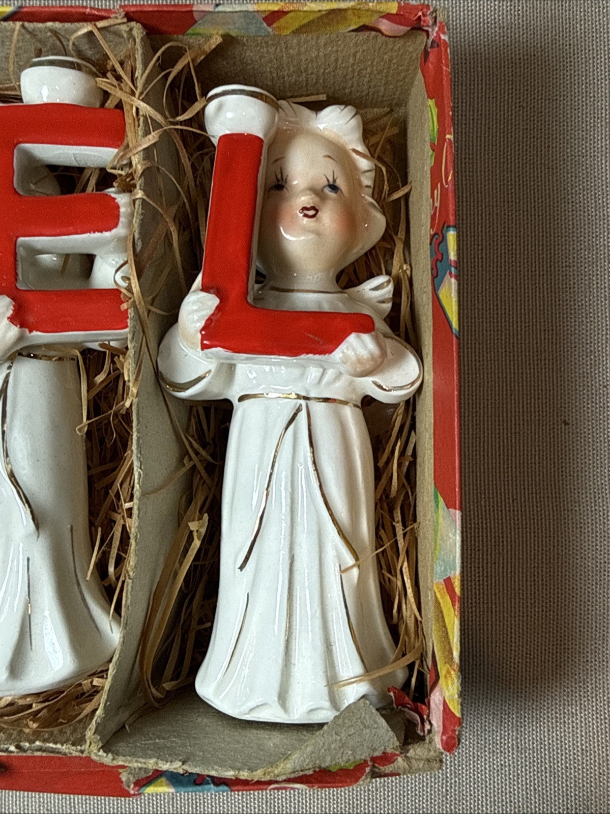 Vintage Noel Choir Angel Candle Holders Commodore Japan Hand Painted Christmas