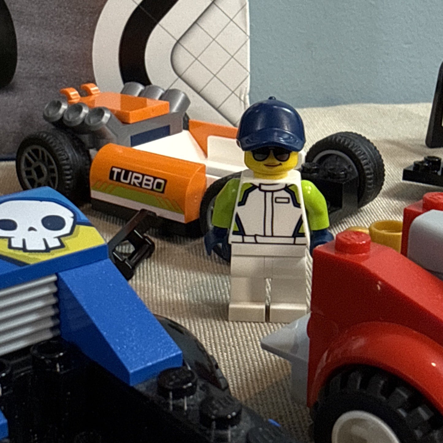 LEGO Race Car Parts Lot Incomplete Sets 7 Minifigures Vehicles Accessories Bulk