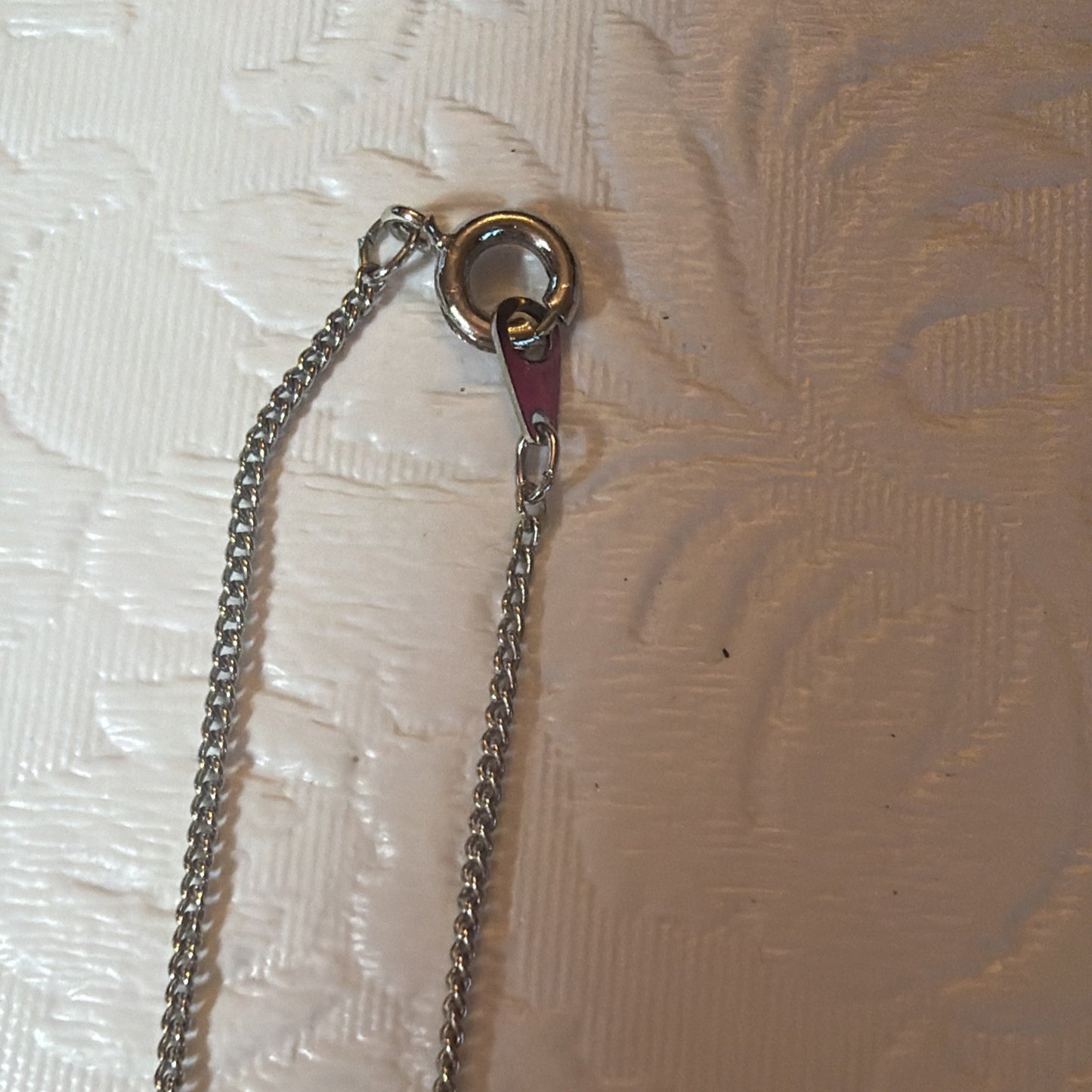 Vintage Carved Mother of Pearl Shell Cross Necklace Silver Tone Chain Minimalist