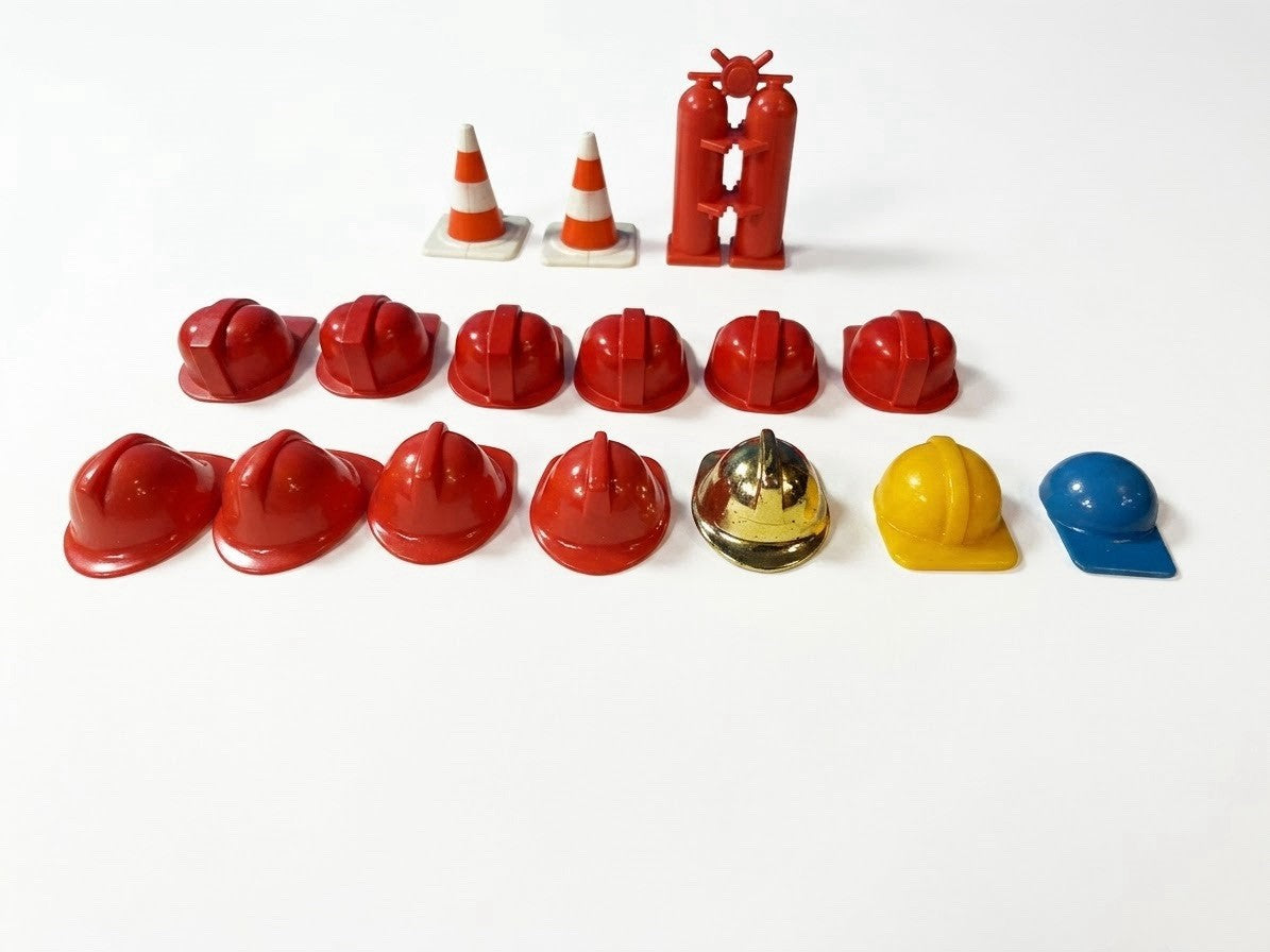 Vintage Playmobil Firefighter Construction Helmets Tools Accessories Lot 1970s