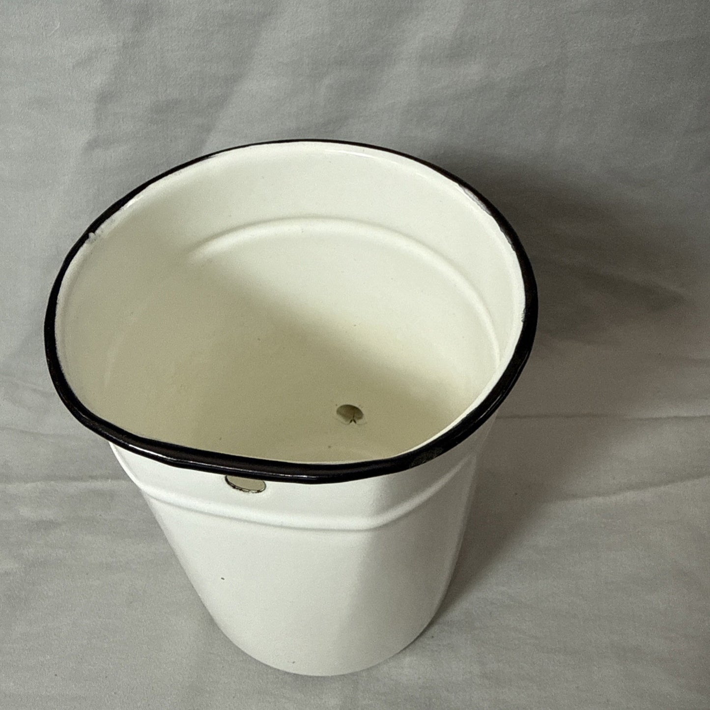 Vintage Hospital White Enamel Irrigator Wall Jug Medical Enamelware Container