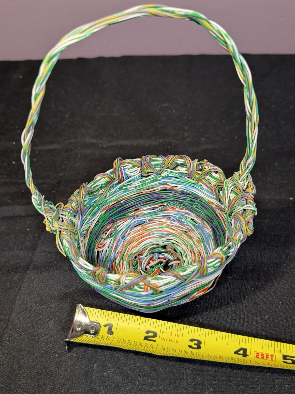 Bohemian Wire Basket Multicolor Decorative Handmade 6.5"