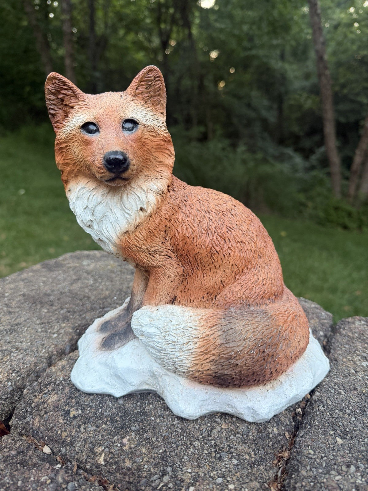 Vintage Castagna Red Fox Alert Orange Brown Textured Resin Figurine Italy 8.5”