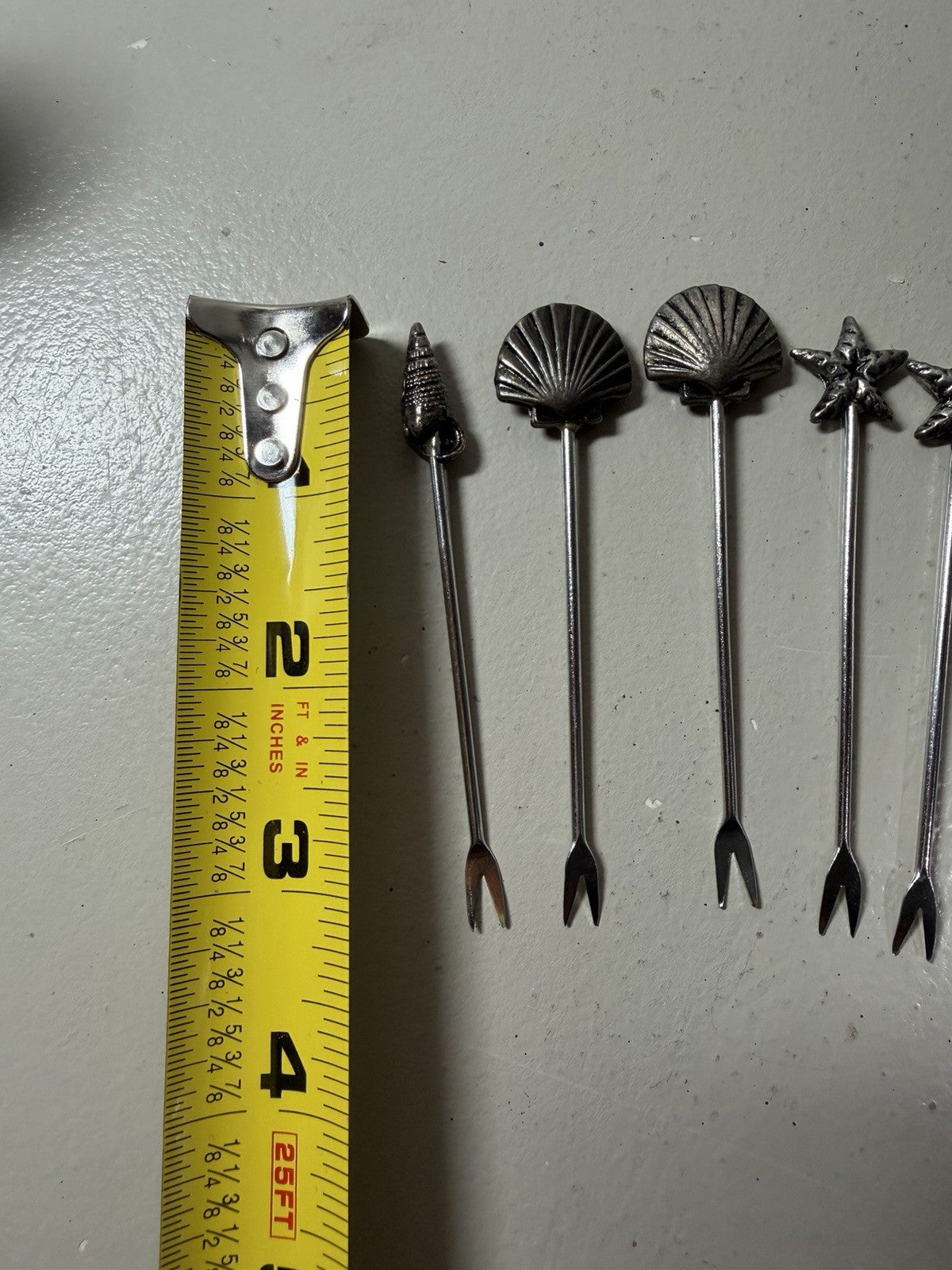 Coastal Cocktail Forks Set of 7 Stainless Steel Sea Shell Starfish Appetizer
