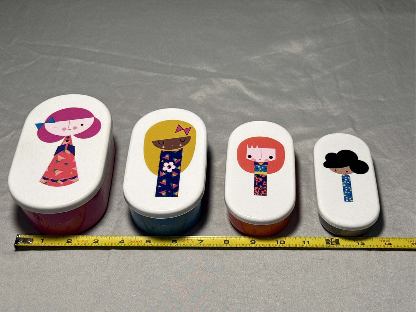 Kokeshi Matryoshka Nesting Bento Snack Boxes Set Of 4 Japanese Style