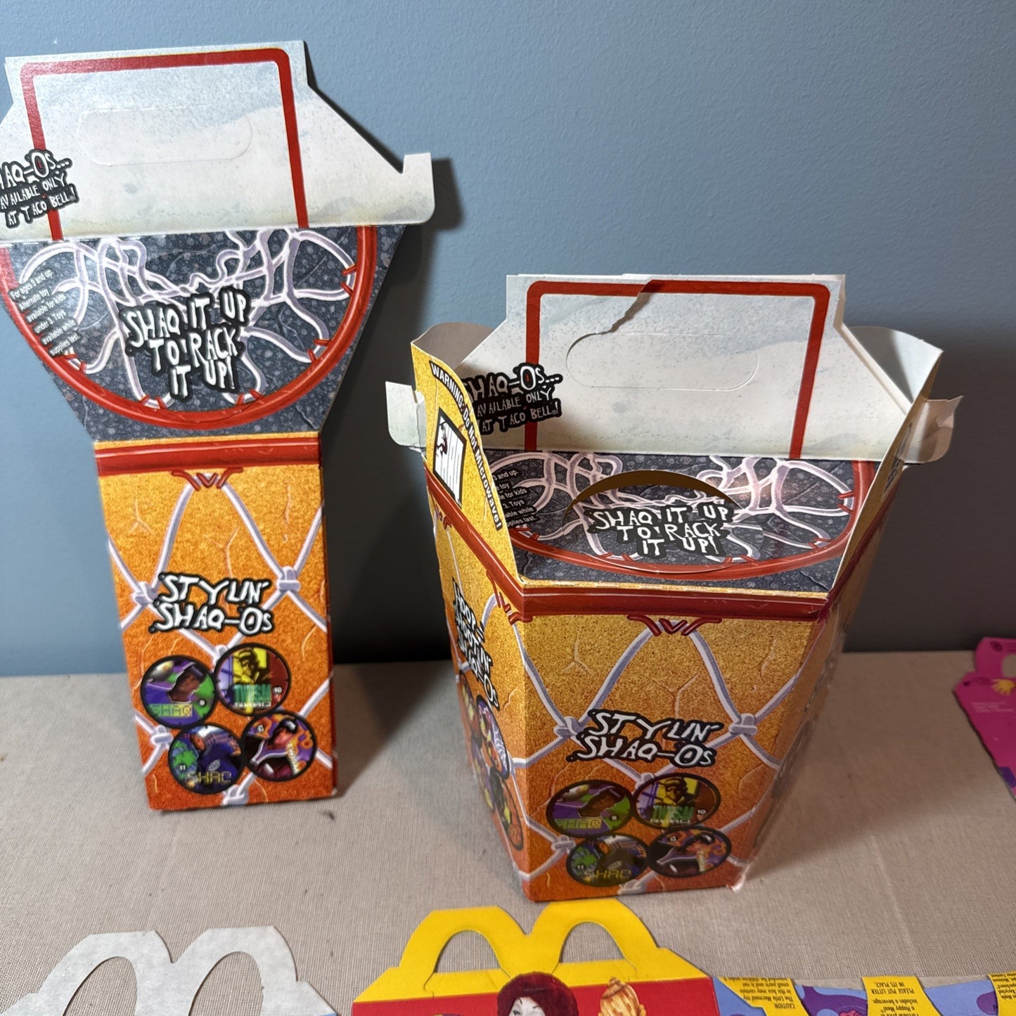 Vintage McDonalds Taco Bell Kids Meal Box Lot 10 Barbie Ariel Shaq Looney Toons