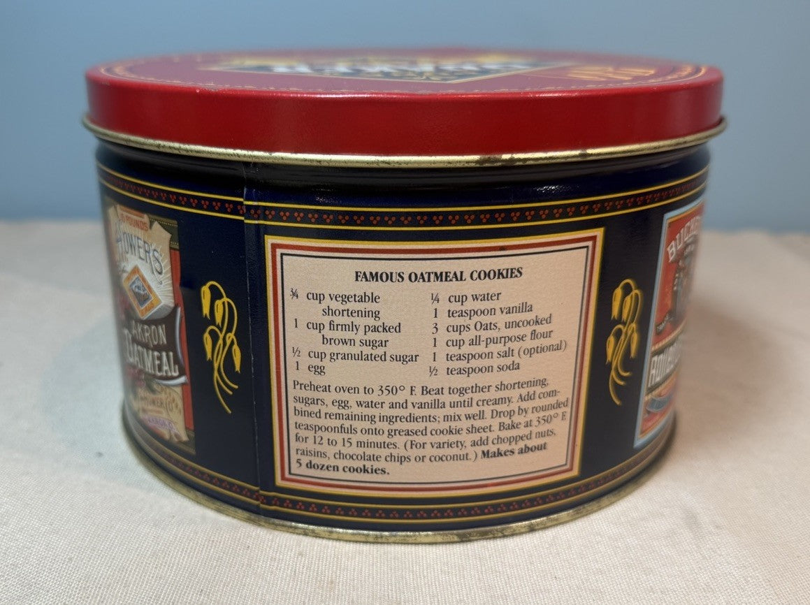 Vintage 1983 Quaker Oats Collector Tin Round Advertising Canister 7"