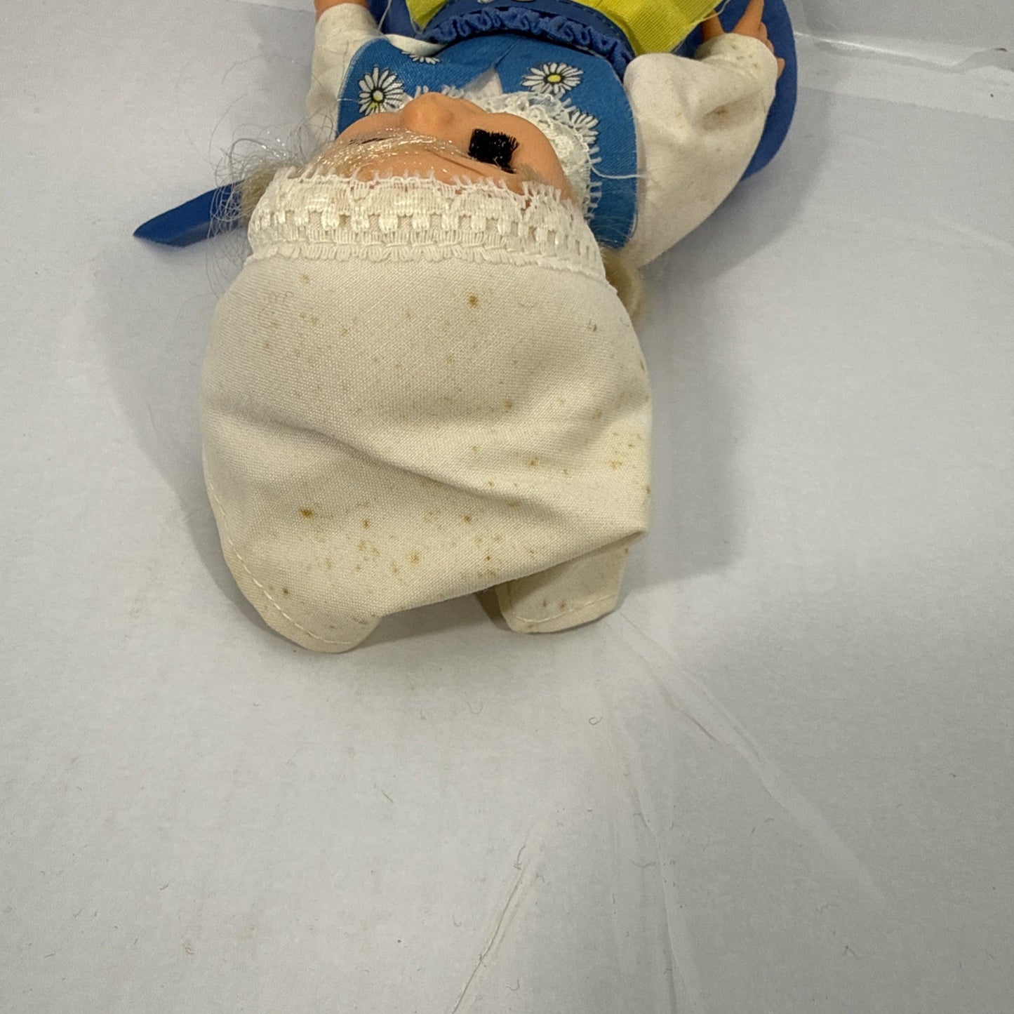 Vintage Sweden Vinyl Doll Sleepy Eyes Blue Yellow Folk Costume 9'