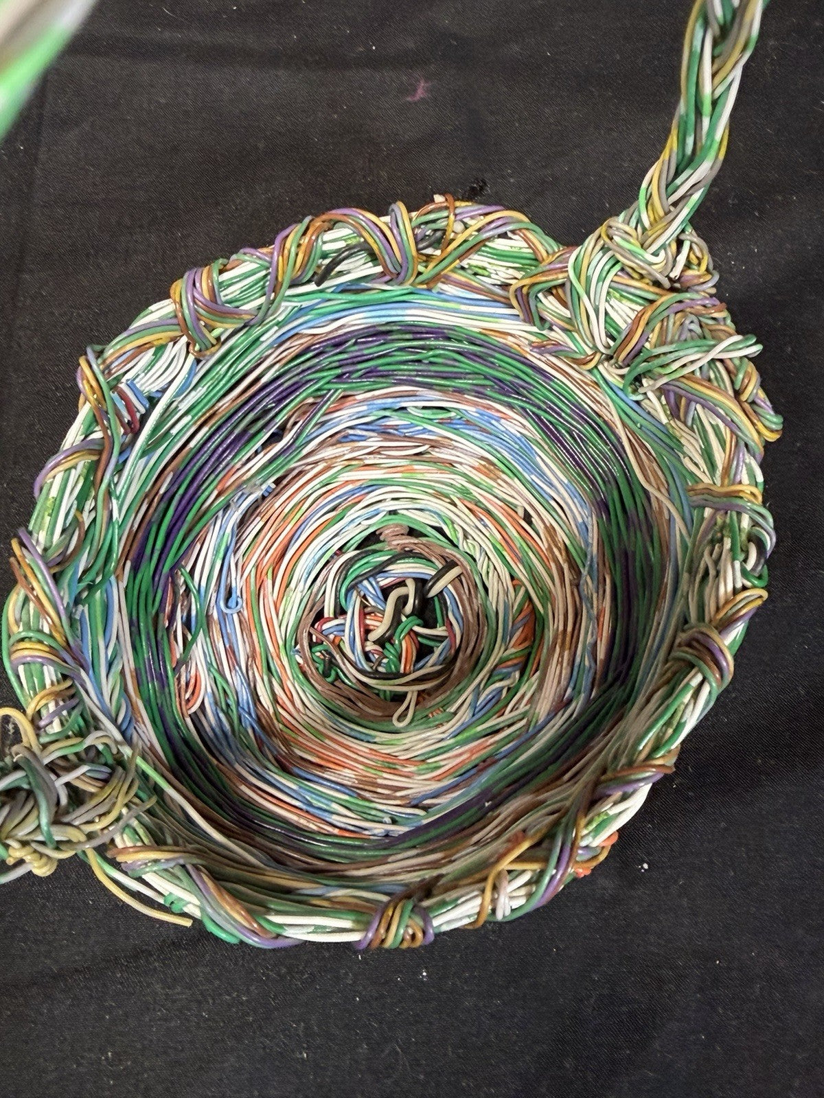 Bohemian Wire Basket Multicolor Decorative Handmade 6.5"