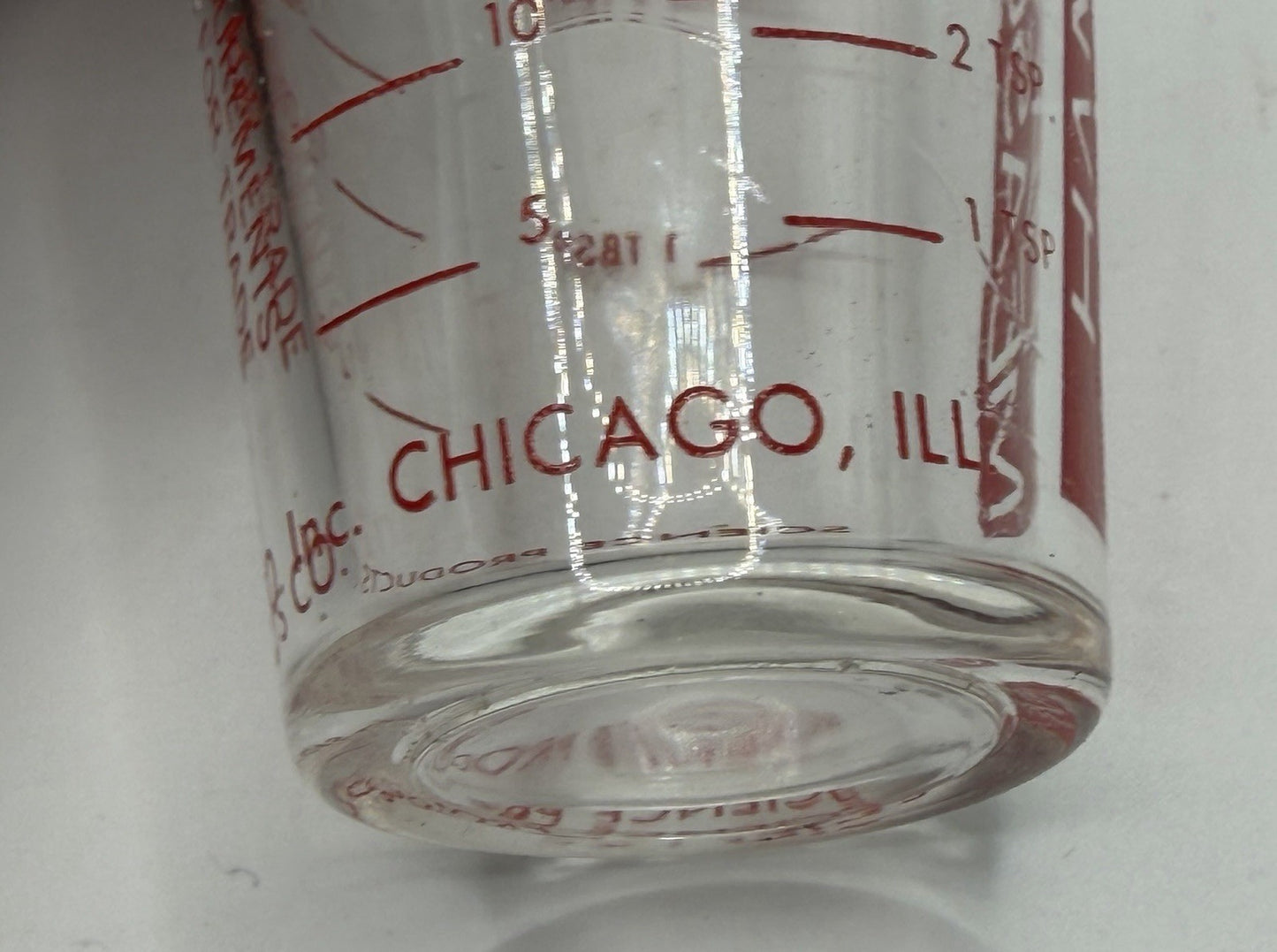 Vintage Red Mini Measure Shot Glass Handi-Measure Med Dose Measuring