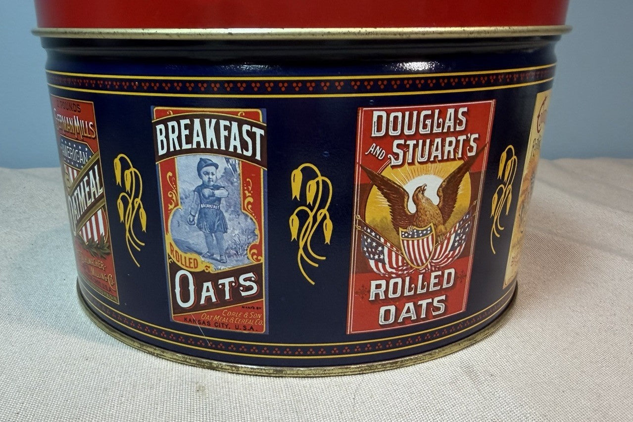 Vintage 1983 Quaker Oats Collector Tin Round Advertising Canister 7"