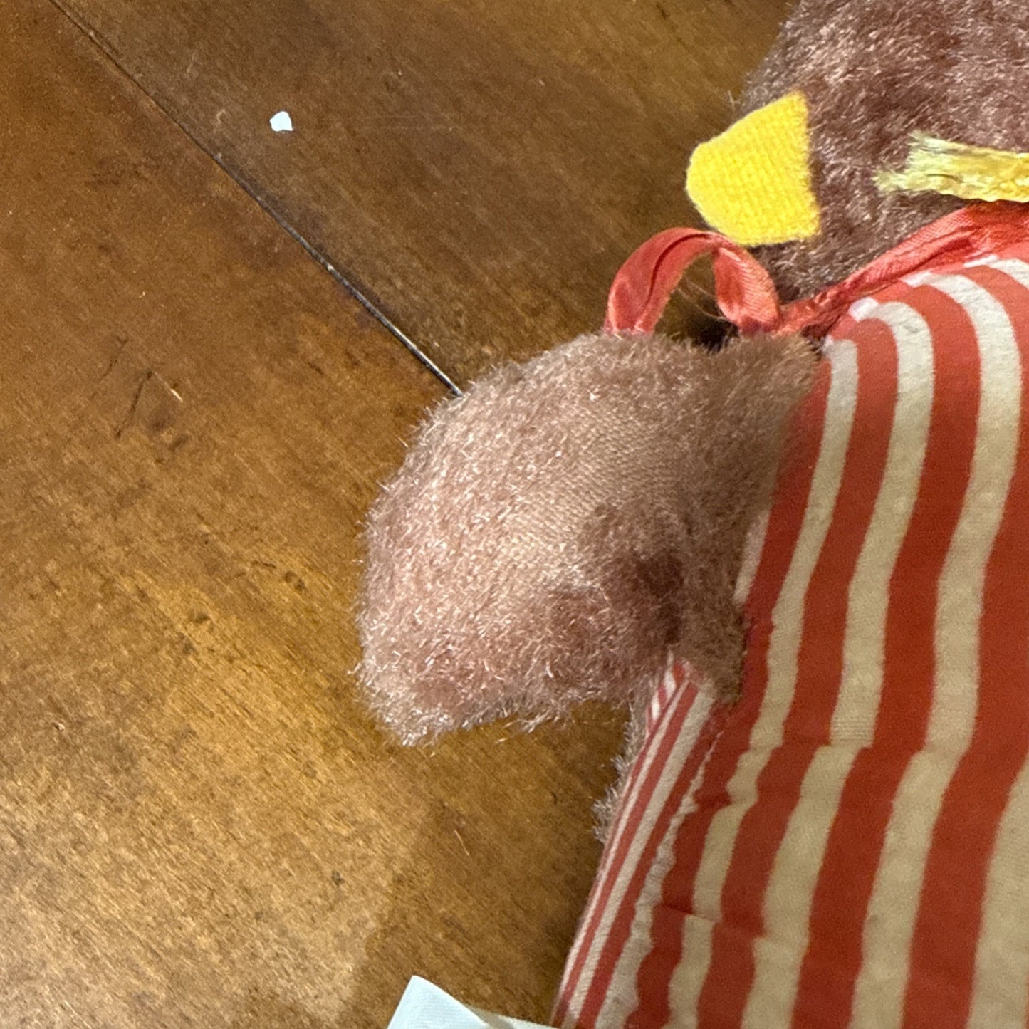 Vintage Superior Toy and Novelty Co Stuffed Monkey Red and White Striped Outfit