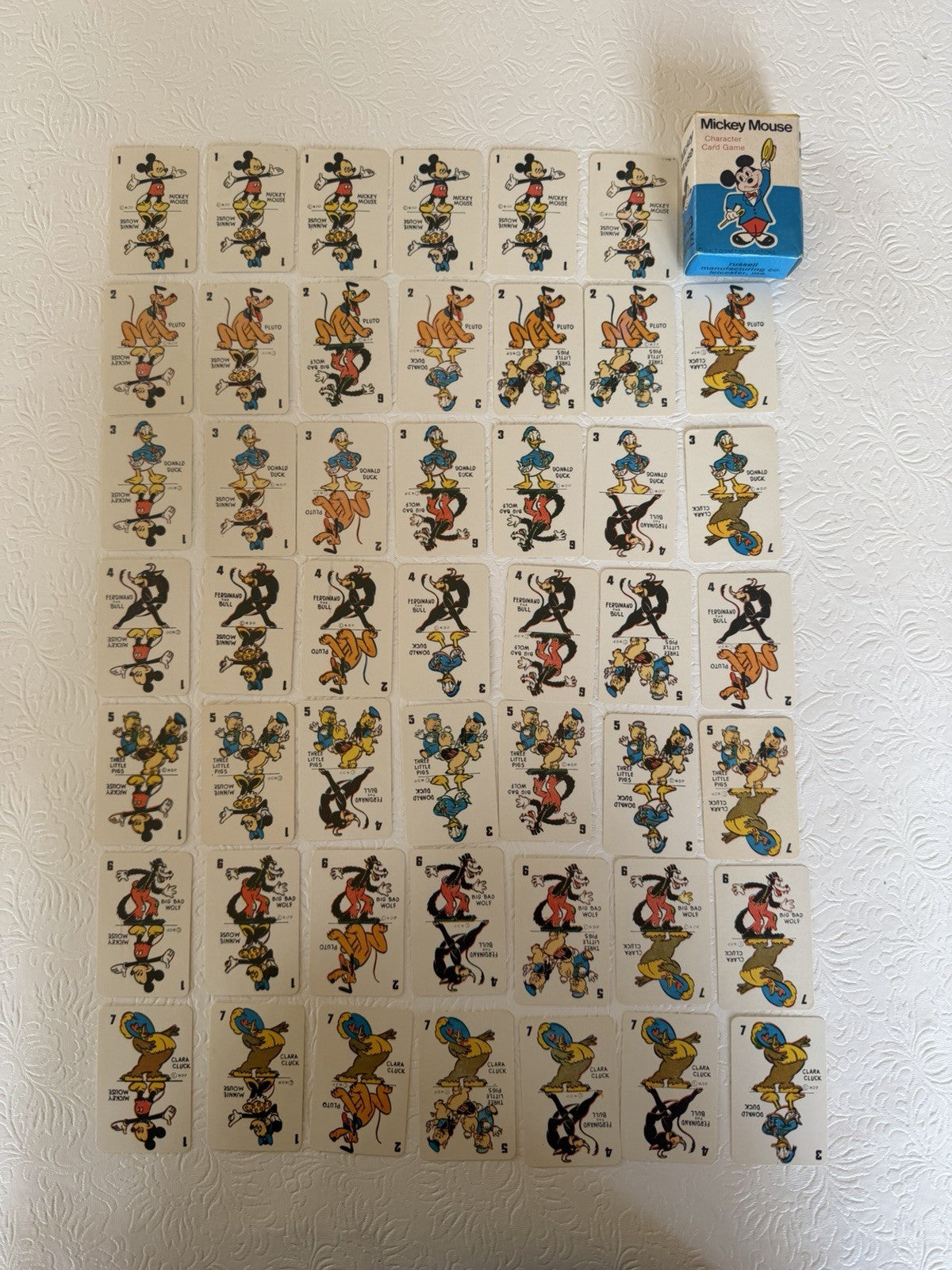 Vintage Walt Disney Character Card Game Mickey Bambi Donald Pluto Goofy Deck