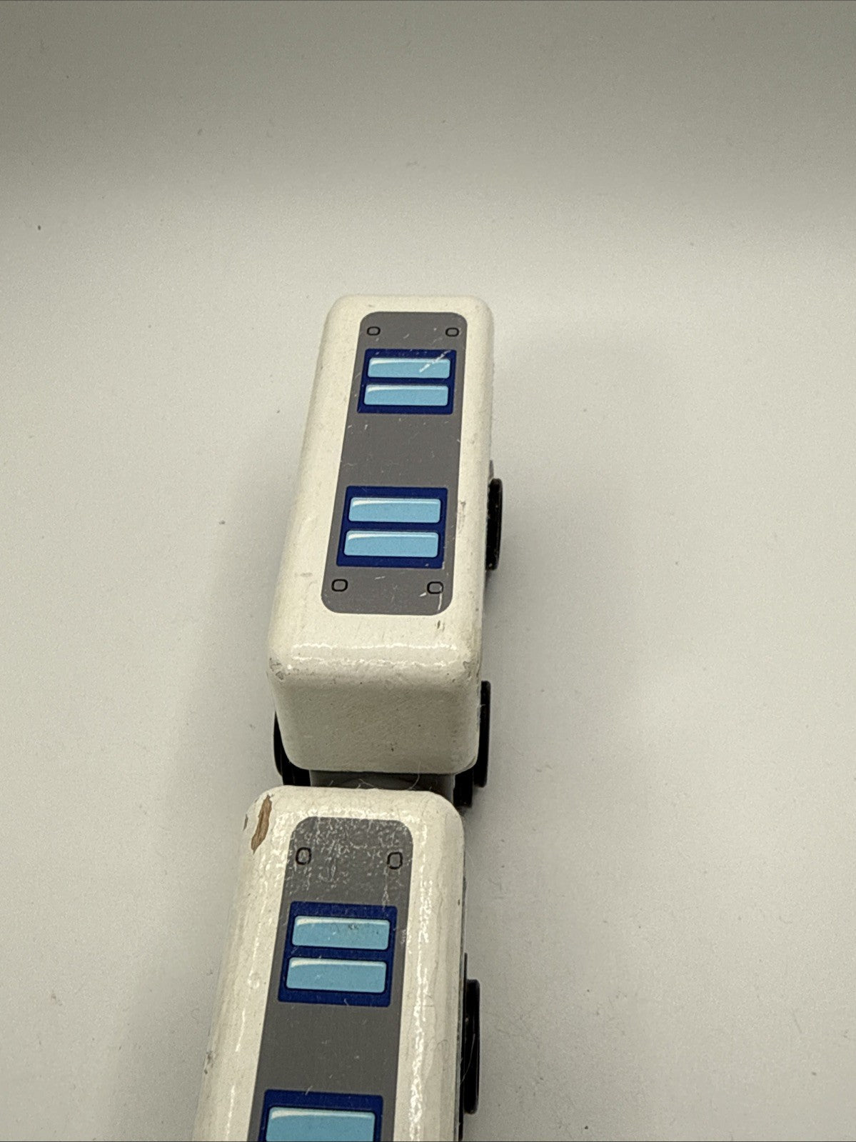KidKraft Wooden Bullet Train Cars Magnetic Blue White Set