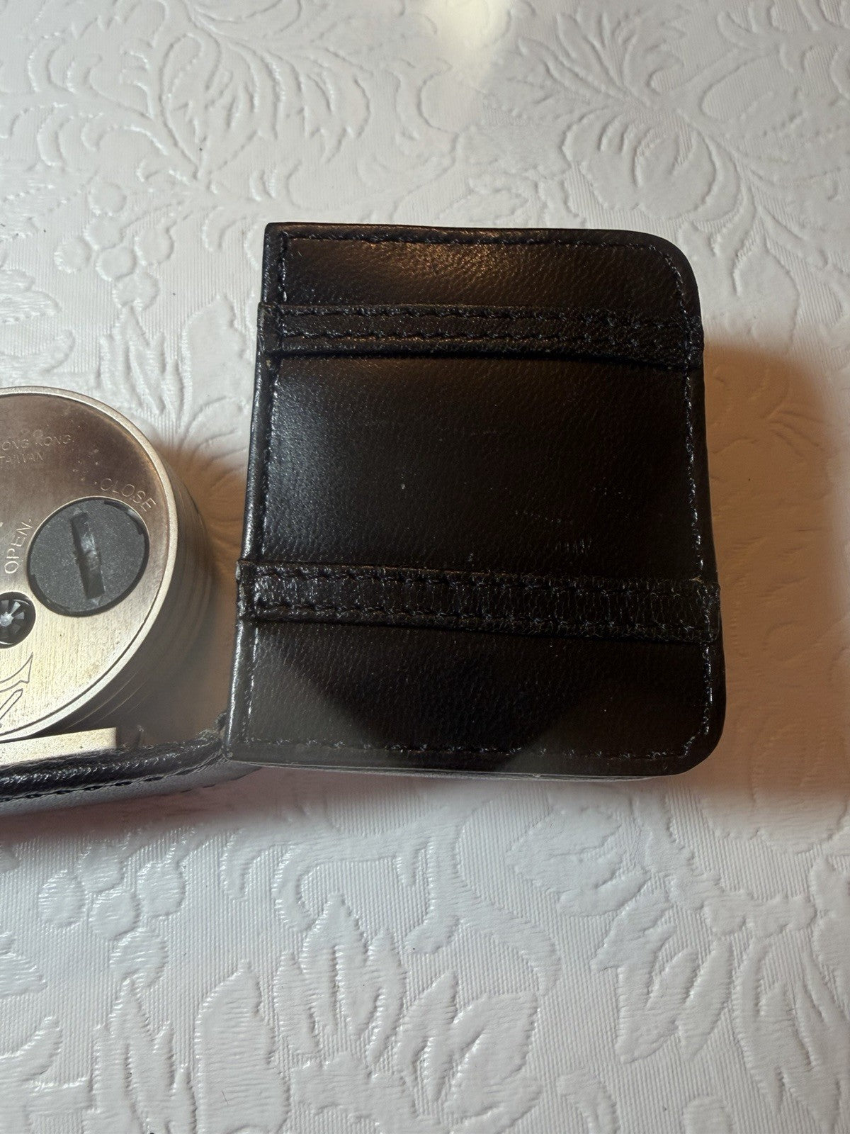 Vintage Chass Quartz Travel Alarm Clock Folding Faux Leather Case WORKS