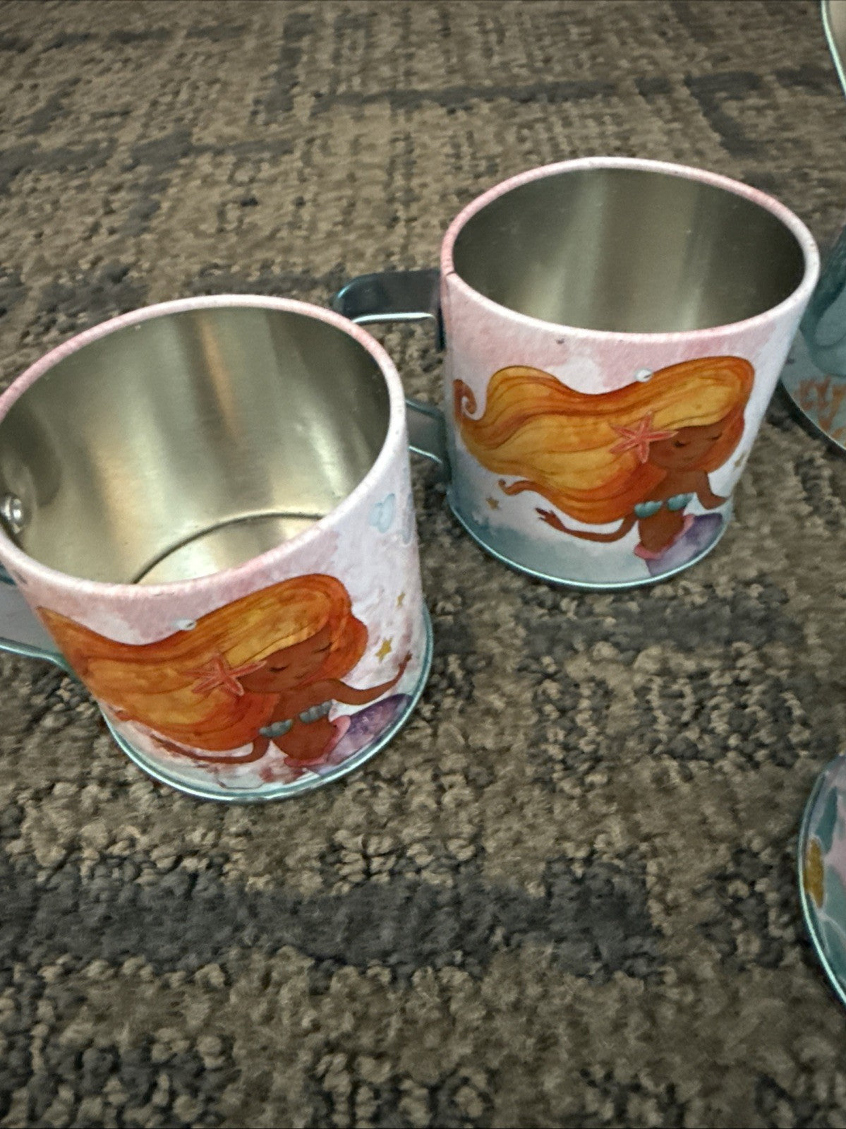 Members Mark Mermaid Tin Tea Set Kids Playset 10 Pieces INCOMPLETE