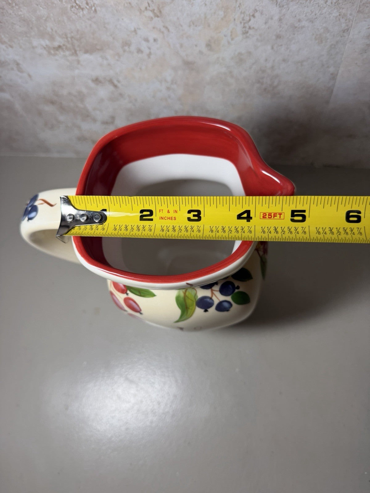Vintage FTD Ceramic Pitcher Hand Painted Berries Fruit Creamer Vase 8"