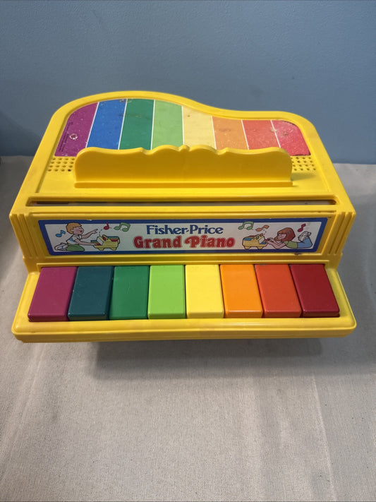 Vintage Fisher Price Grand Piano 1986 Rainbow Keys Pop Up Animals Musical Toy