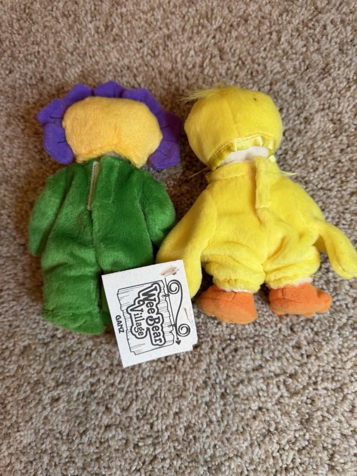 Vintage Ganz Wee Bear Village Mini Plush Bear Duck Flower Costumes Lot of 3 Toys