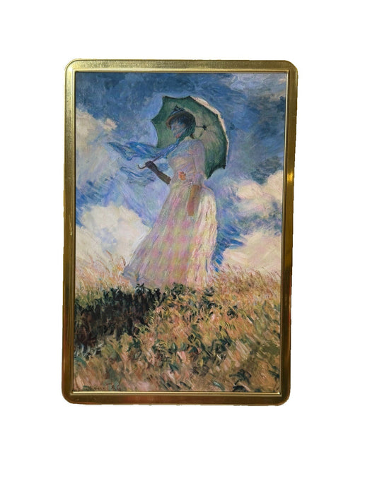 Vintage Stollwerck Claude Monet Woman With Parasol Chocolate Tin Germany Art Box