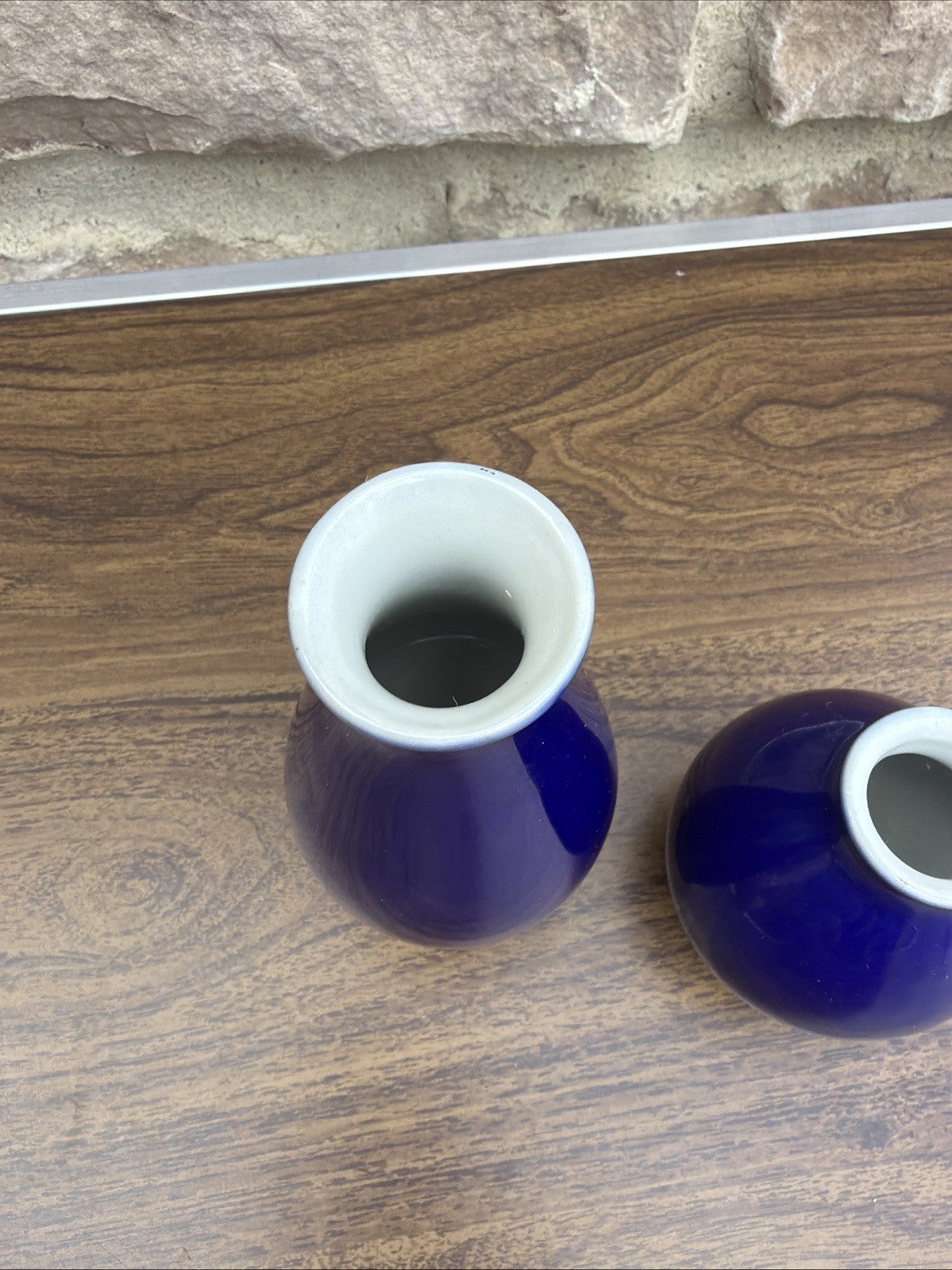 Cobalt Blue Glass Vases Small Set Decorative Glossy Finish 2.5" 5"
