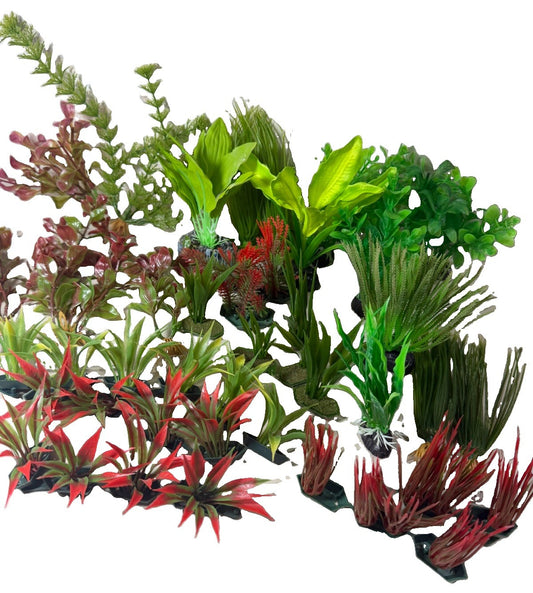 Artificial Aquarium Plants Lot Mixed Colors Sizes Plastic Fish Tank Greenery