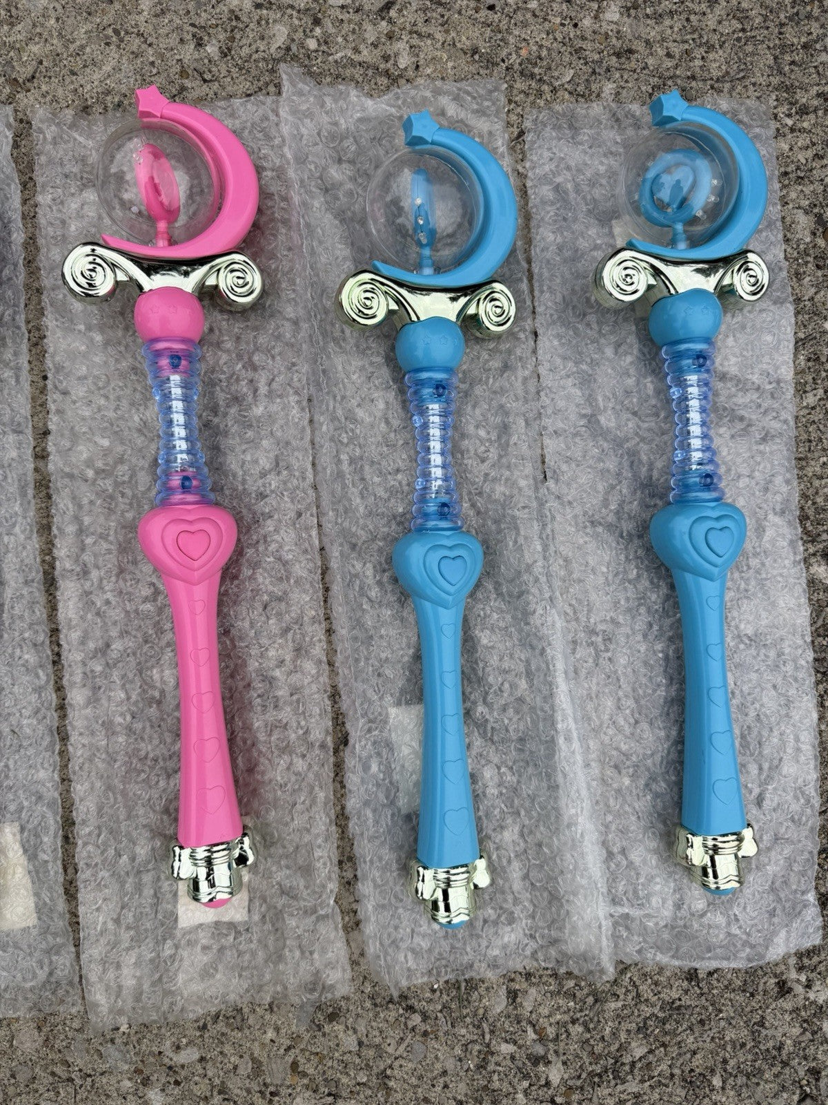 Lot of 5 Vintage Light Up Moon Scepter Wands Princess Costume Party Favor NOS