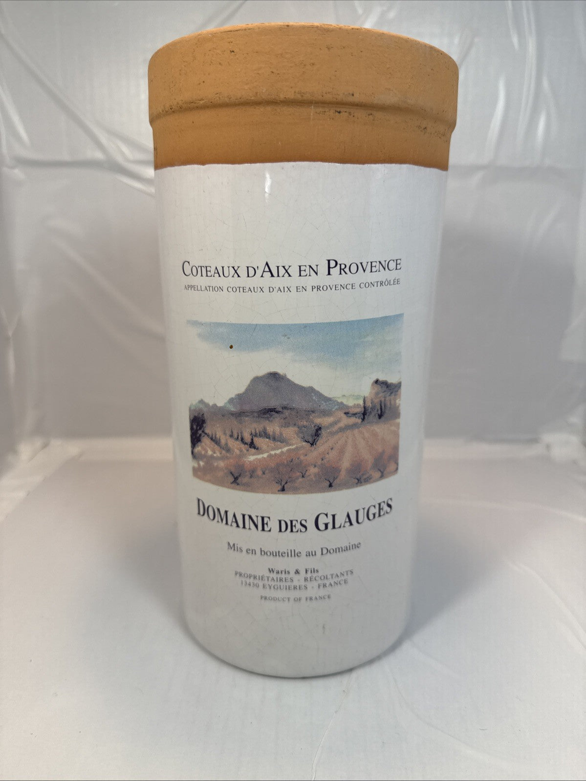 Domaine des Glauges Eyguieres Ceramic Wine Container Provence France 9.5x4.5”