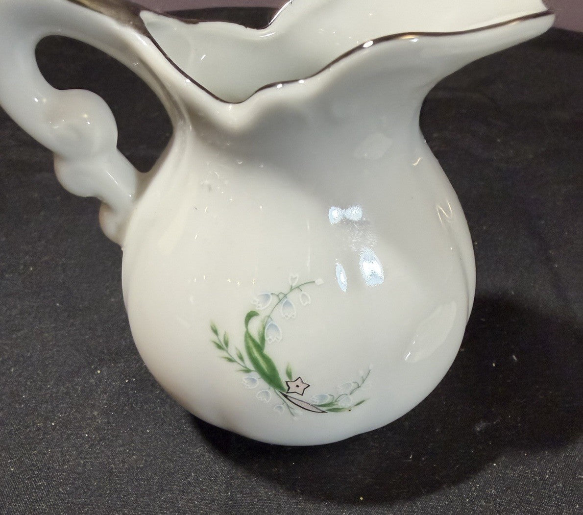 1984 Lefton Hand Painted China 25th Anniversary Pitcher Plate & Candle Votive
