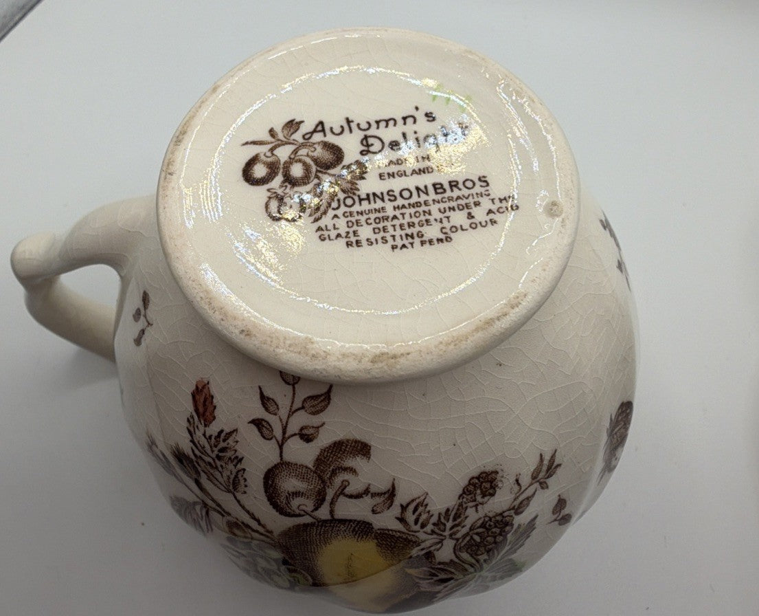 Johnson Brothers Autumn Delight Ironstone Creamer Sugar Bowl England