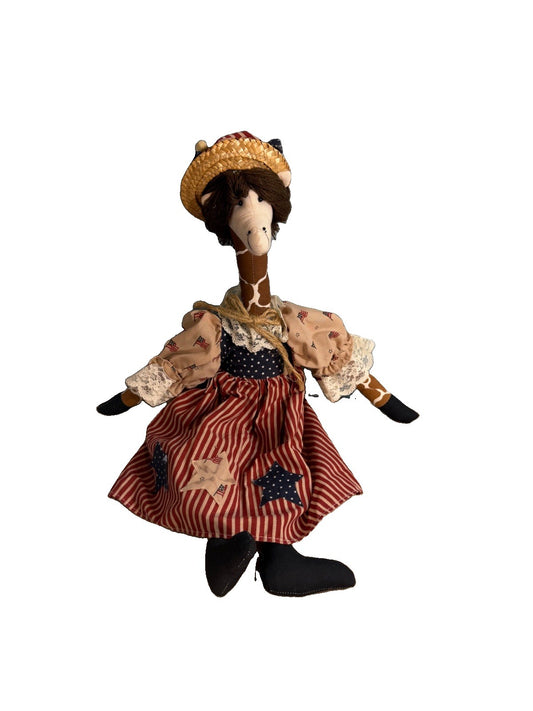 Vintage House of Lloyd Gertrude Giraffe Doll Patriotic Americana Plush 19"