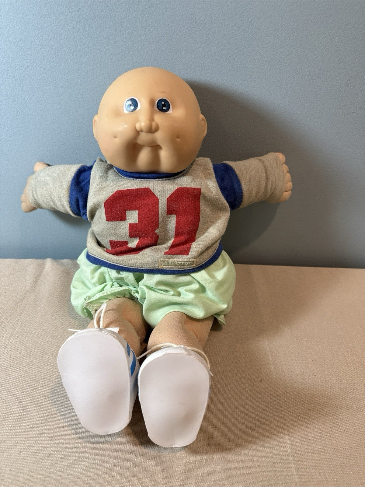 Vintage Cabbage Patch Kids Bald Boy Doll Blue Eyes Dimples 1985 Head Mold 2