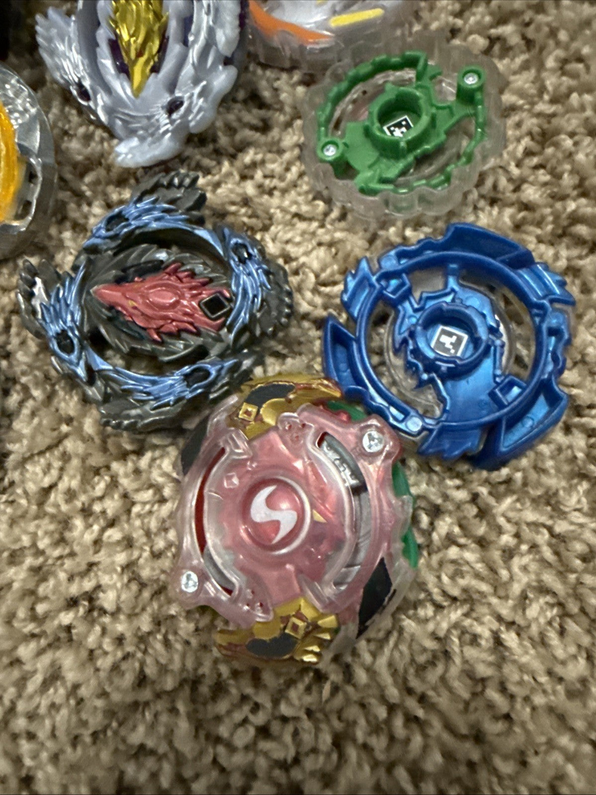 Beyblade Lot 100 Plus Assorted Parts Launchers Stadium Pieces Storage Box