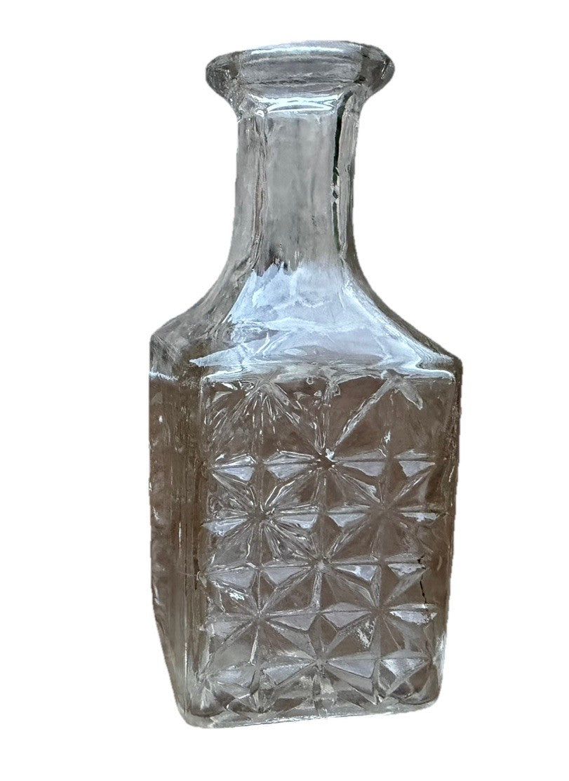 Vintage Czechoslovakian Diamond Quilted Glass Decanter Bottle