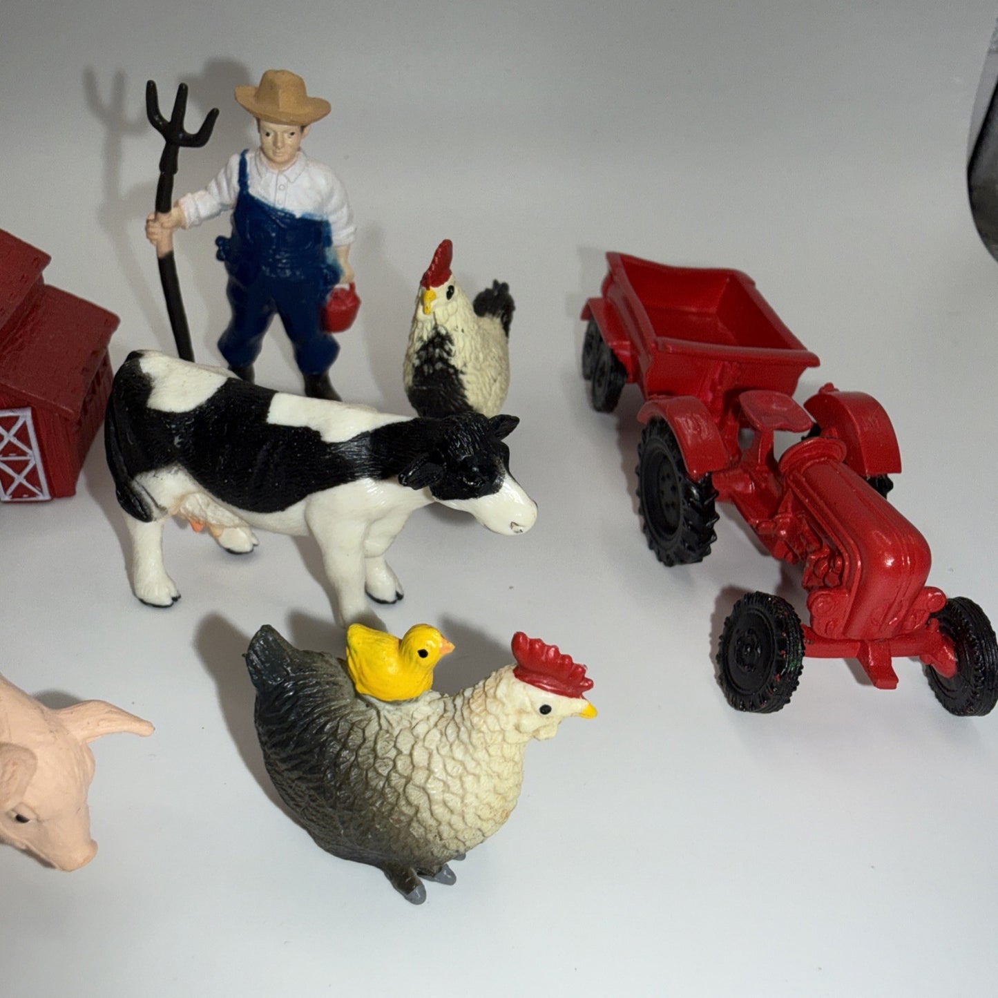 Vintage Safari Ltd 1998 Farm Tractor Figures Lot 9 Pieces Toy Set No Dog Horse