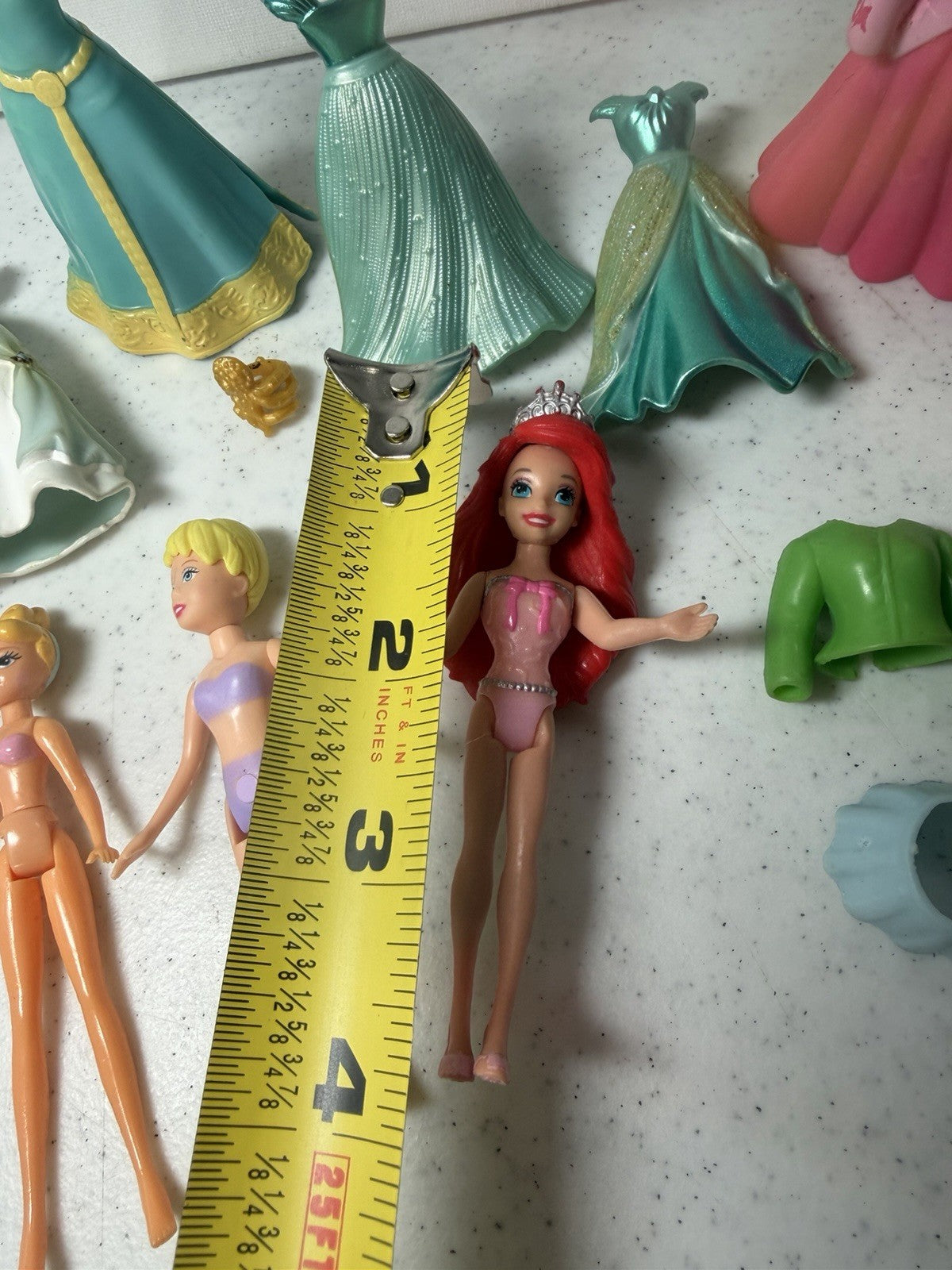 Disney Princess Polly Pocket Mini Doll Lot Ariel Belle Cinderella Merida 16 pcs