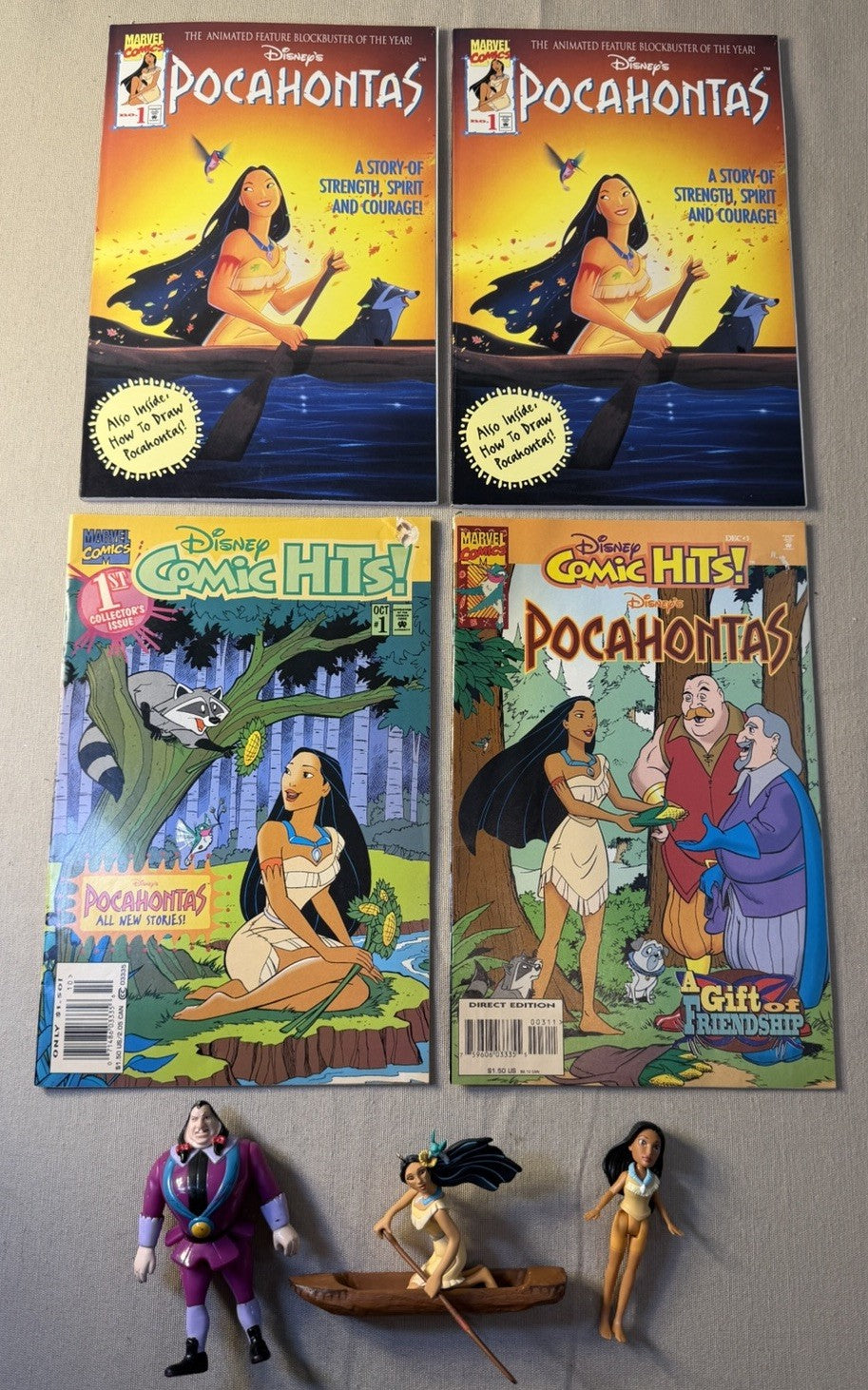 Vintage Disney Pocahontas Lot Comics Figures Burger King Hallmark 1995 Toys