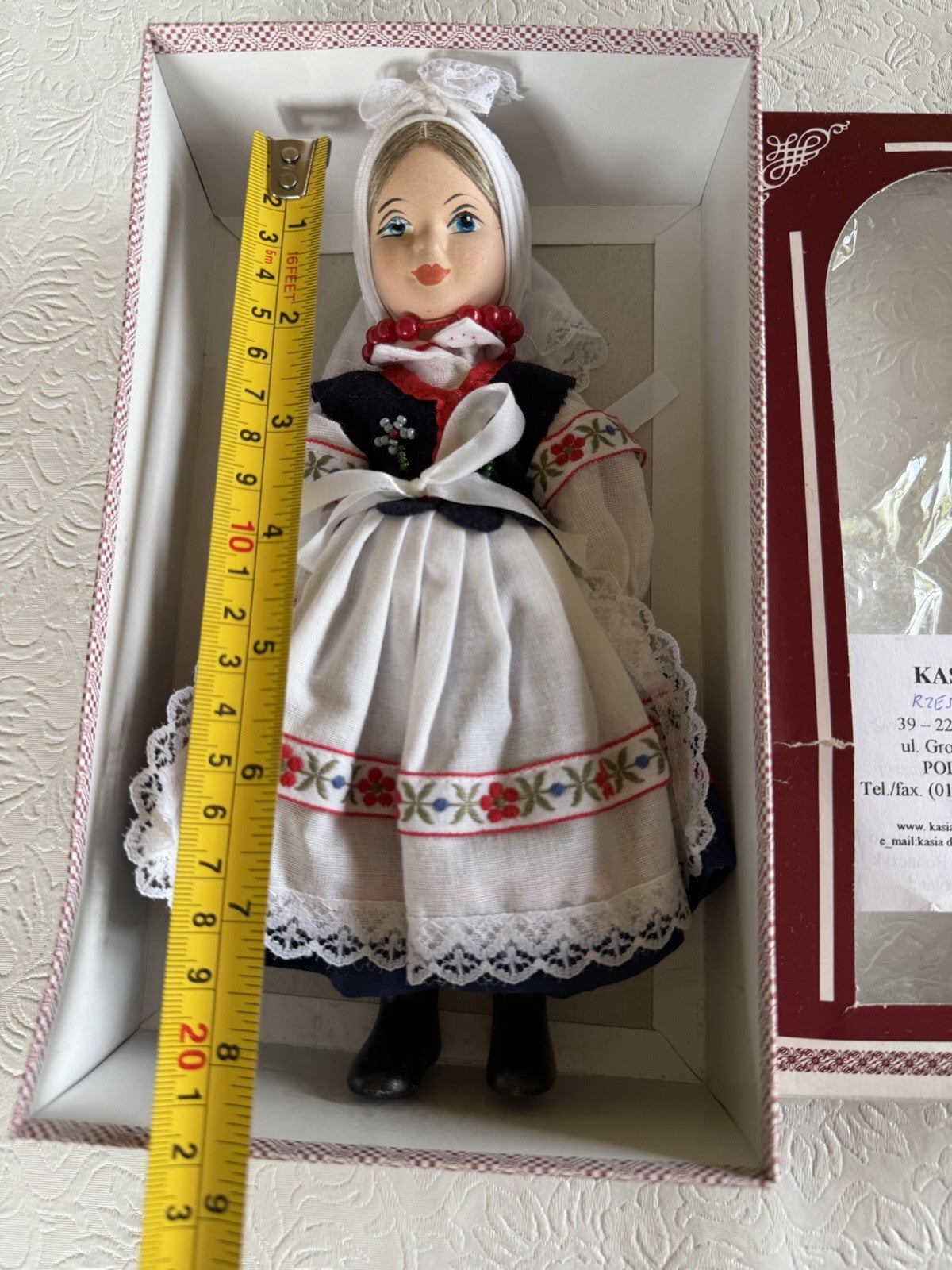 Vintage Kasia Poland Folk Art Doll Rzeszow Traditional Costume Boxed 8.5"