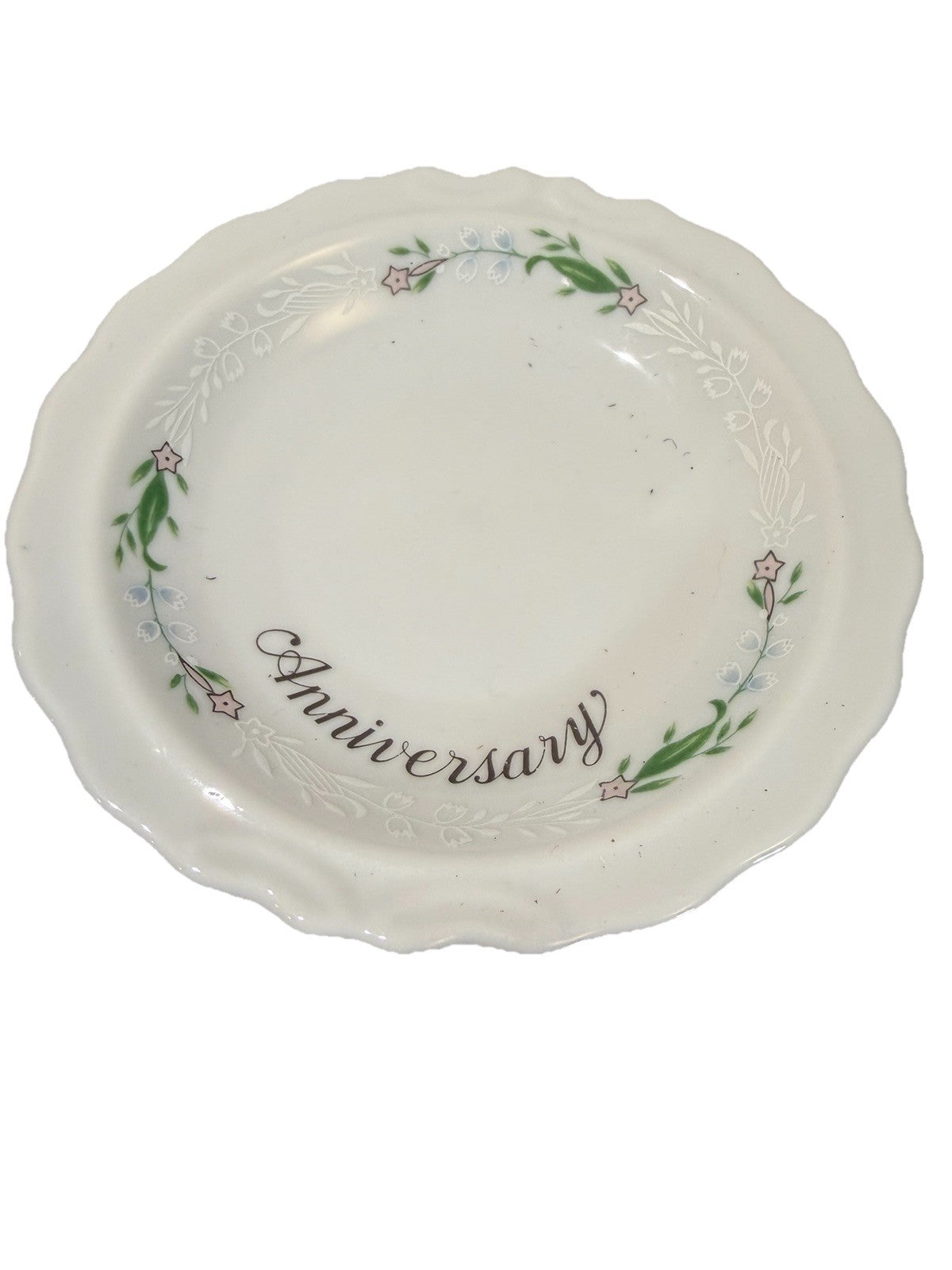 1984 Lefton Hand Painted China 25th Anniversary Pitcher Plate & Candle Votive