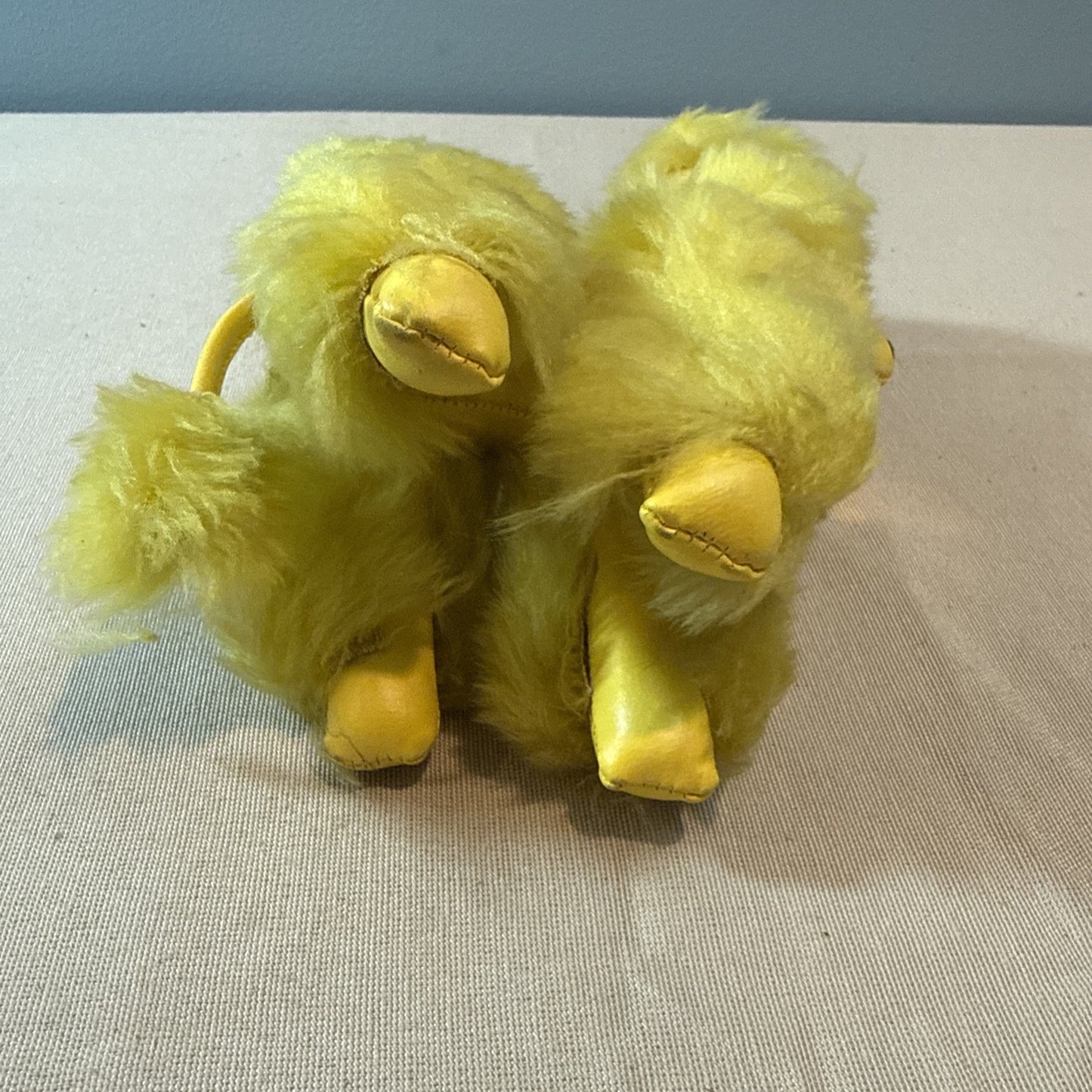 Vintage 1960s Pompie Poodle Plush Yellow Heart Tag Retro Toy Dog