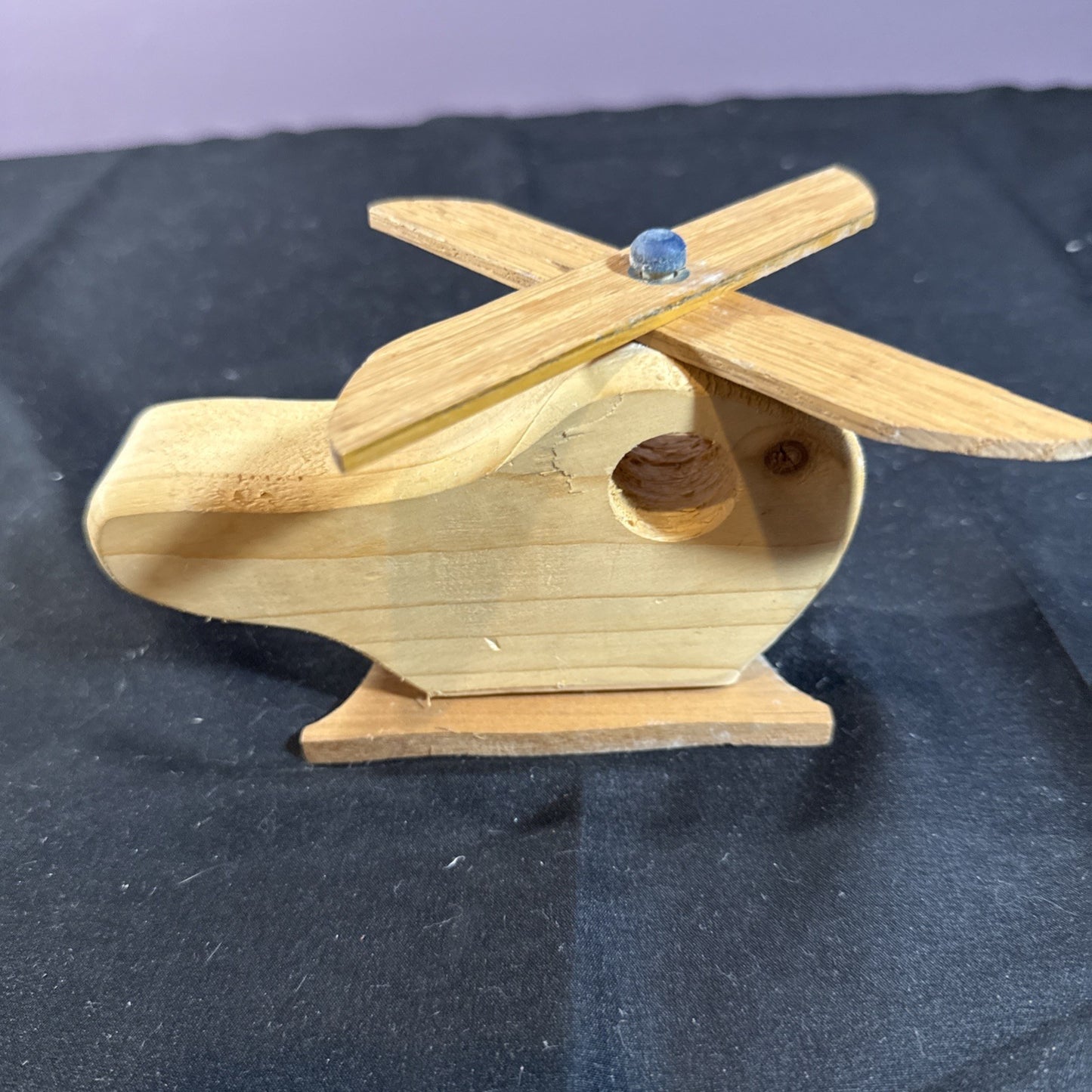 Vintage Handmade Wooden Toy Helicopter Wood