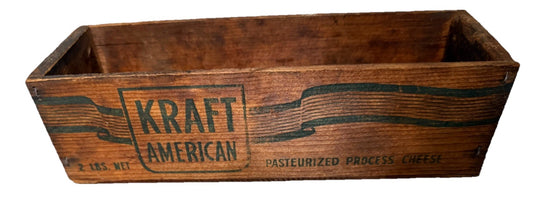 Vintage Wooden Kraft Cheese Box 2 lb American Rustic Storage Decor